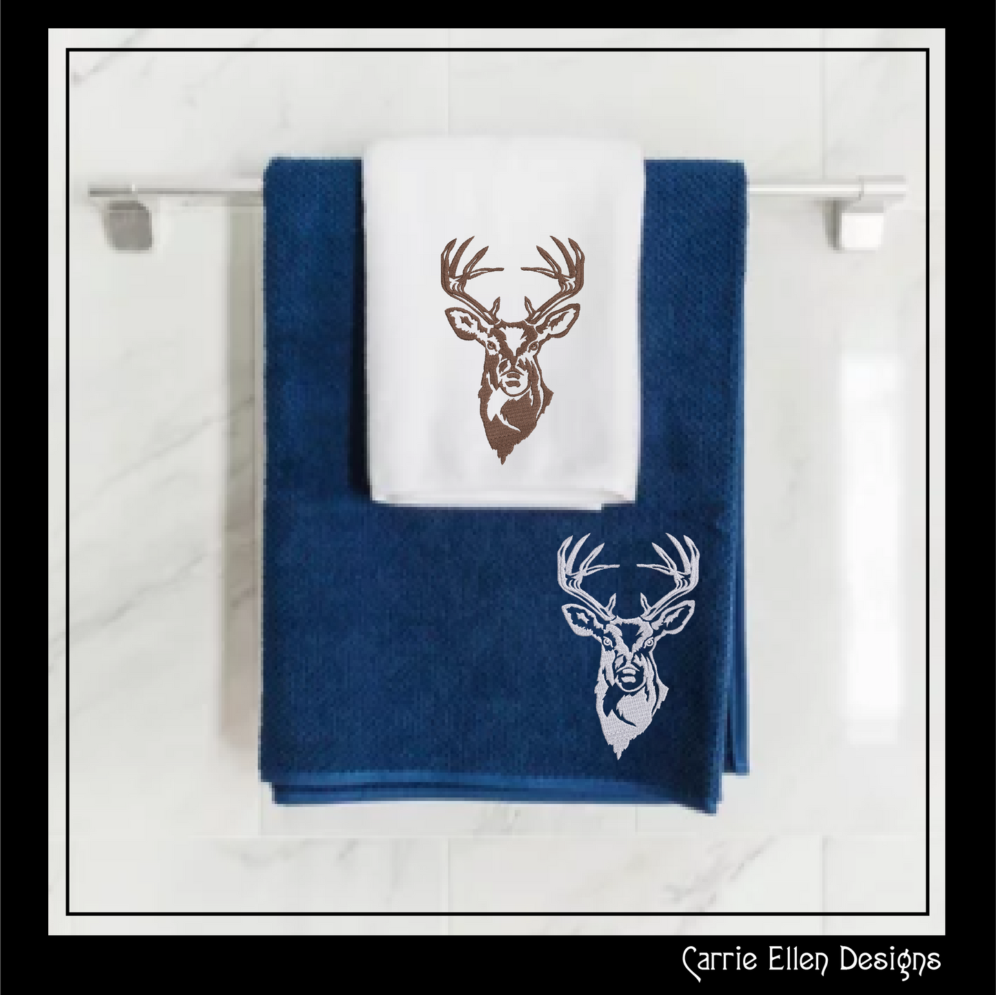 Deer Embroidery Design – Stag Head Profile | Wildlife Animal Machine Embroidery in 8 Sizes (1139)
