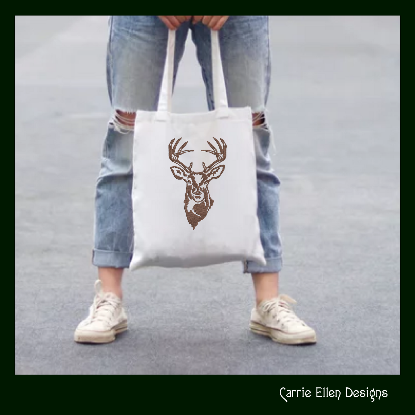 Deer Embroidery Design – Stag Head Profile | Wildlife Animal Machine Embroidery in 8 Sizes (1139)
