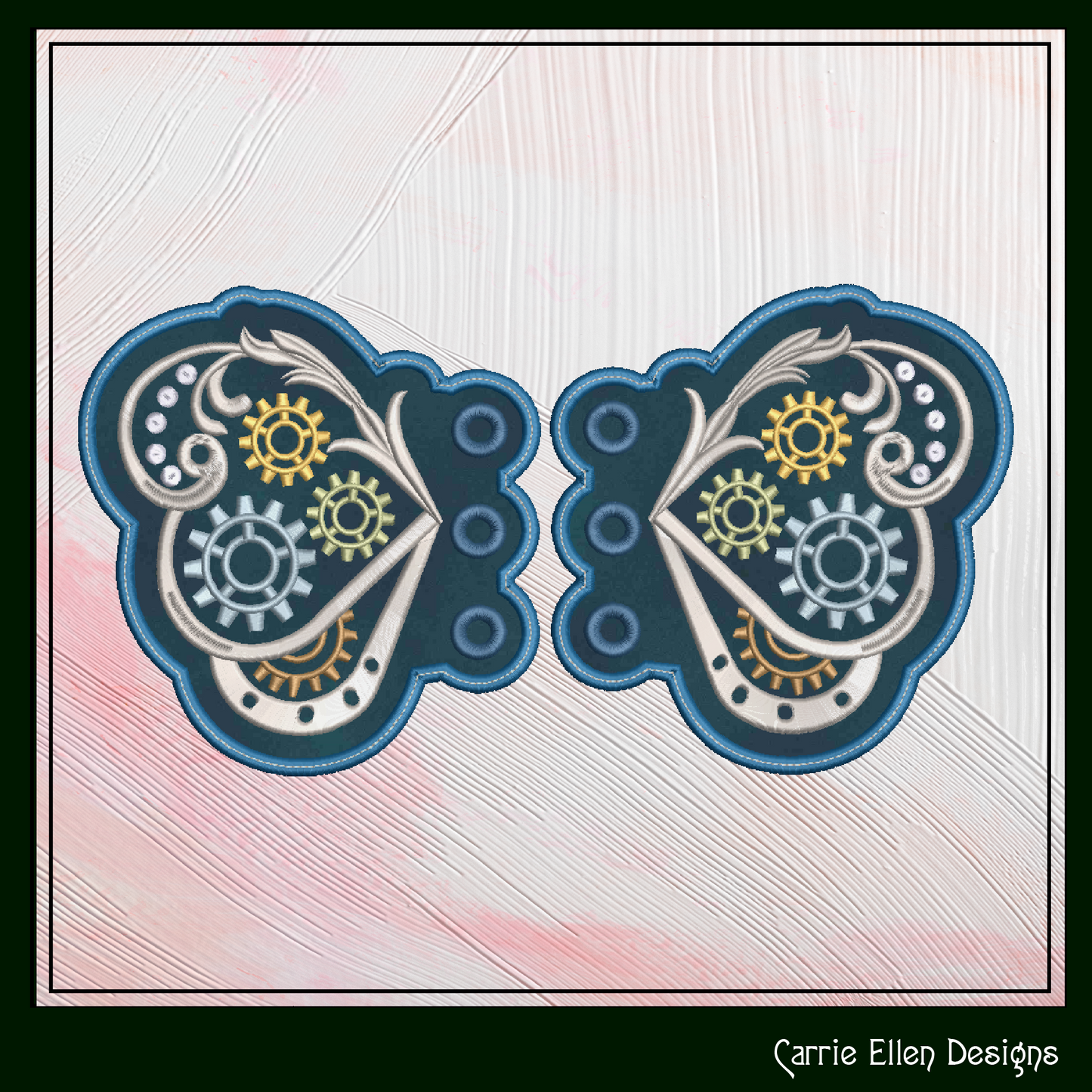 Clockwork Butterfly Machine Embroidery Design – Steampunk ITH Butterfly Shoelace Wings – 4x4 & 5x7 Hoop (2096)