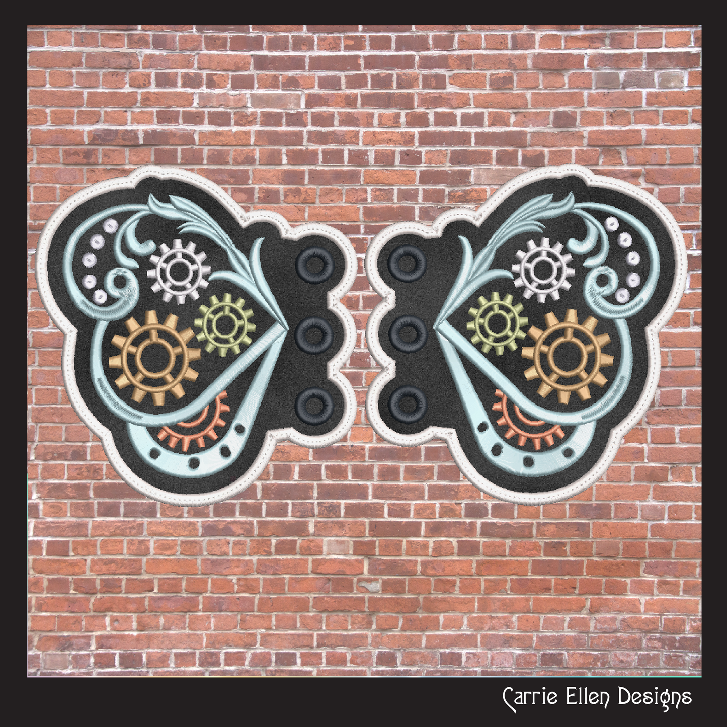 Clockwork Butterfly Machine Embroidery Design – Steampunk ITH Butterfly Shoelace Wings – 4x4 & 5x7 Hoop (2096)