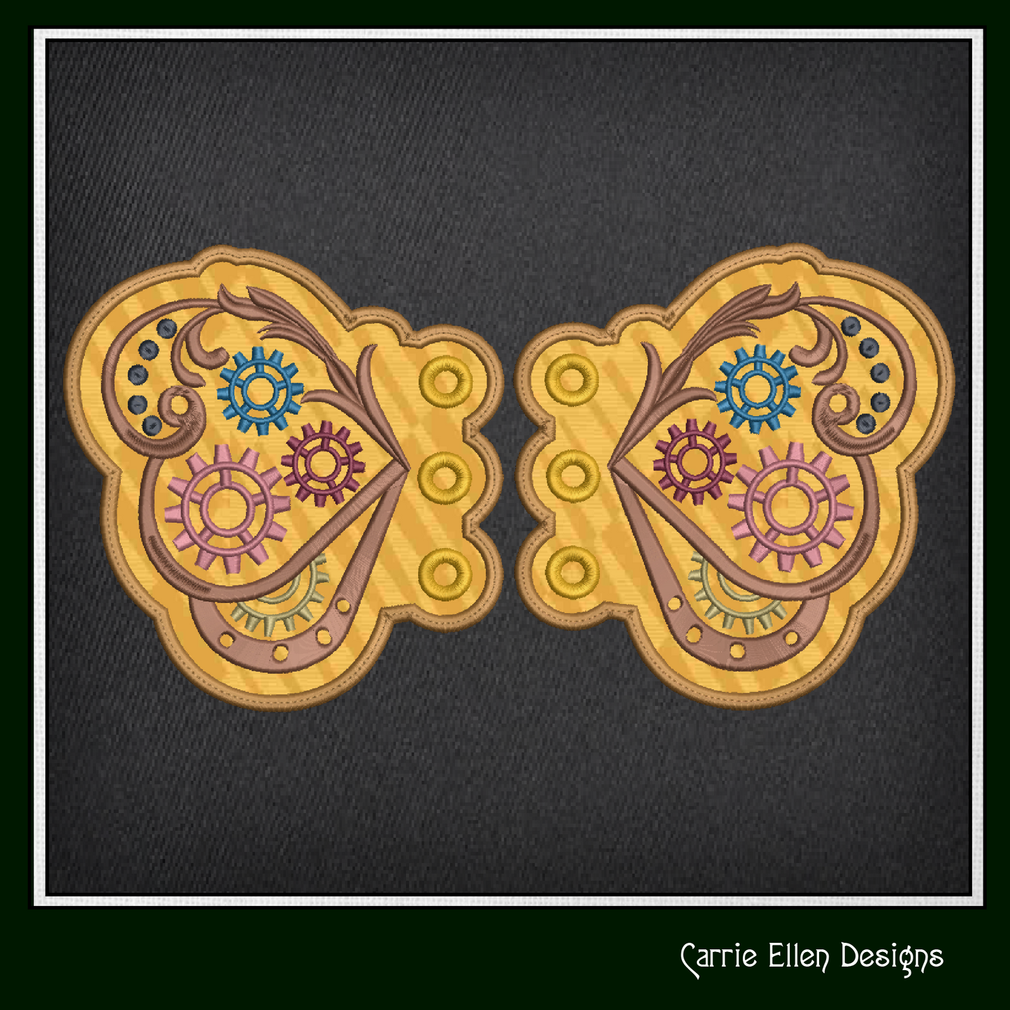 Clockwork Butterfly Machine Embroidery Design – Steampunk ITH Butterfly Shoelace Wings – 4x4 & 5x7 Hoop (2096)