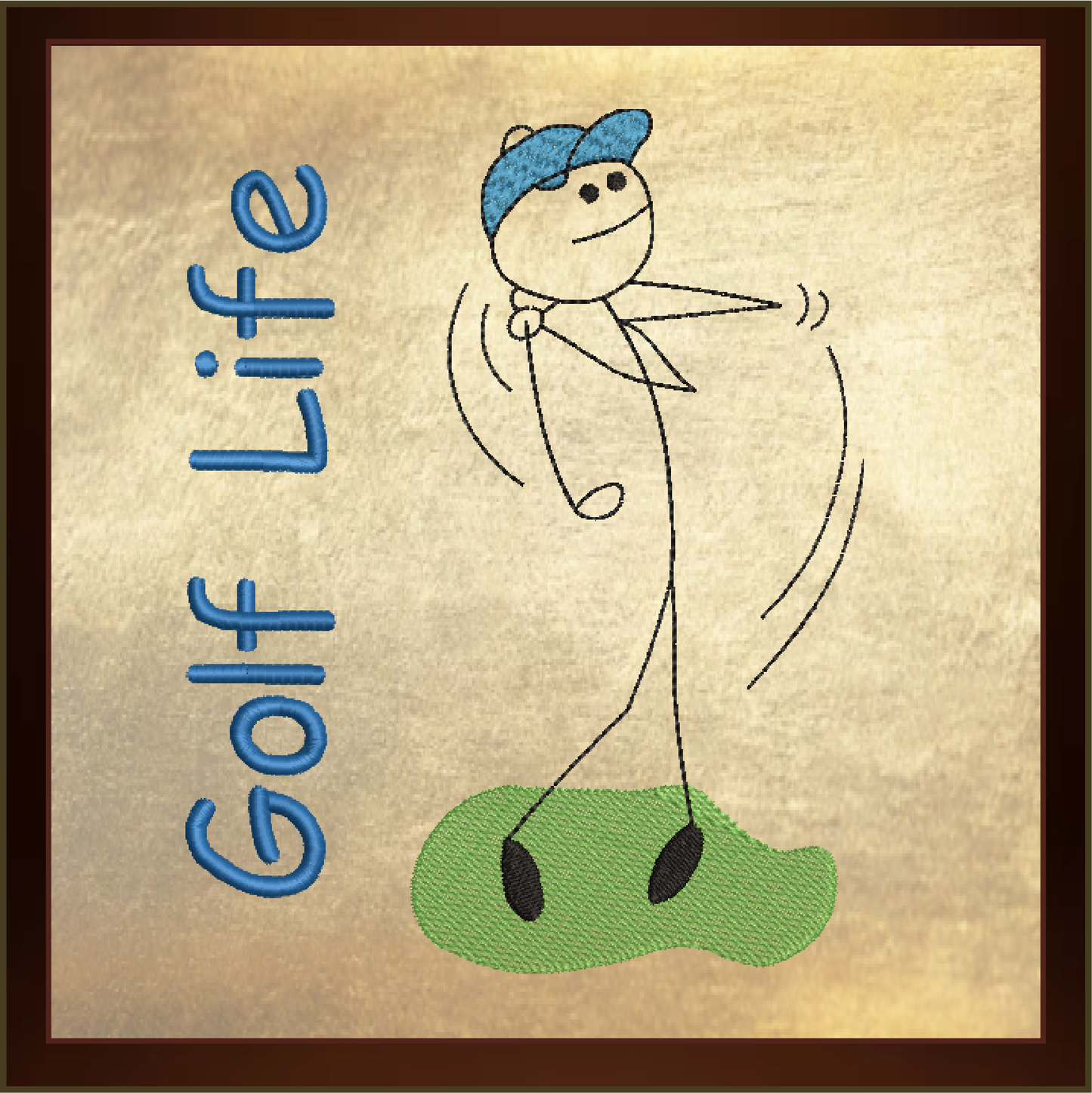Golf Embroidery Design – Male Golfer Stick Figure – Golf Player Machine Embroidery – Golf Life Design – 6 Sizes (0196)