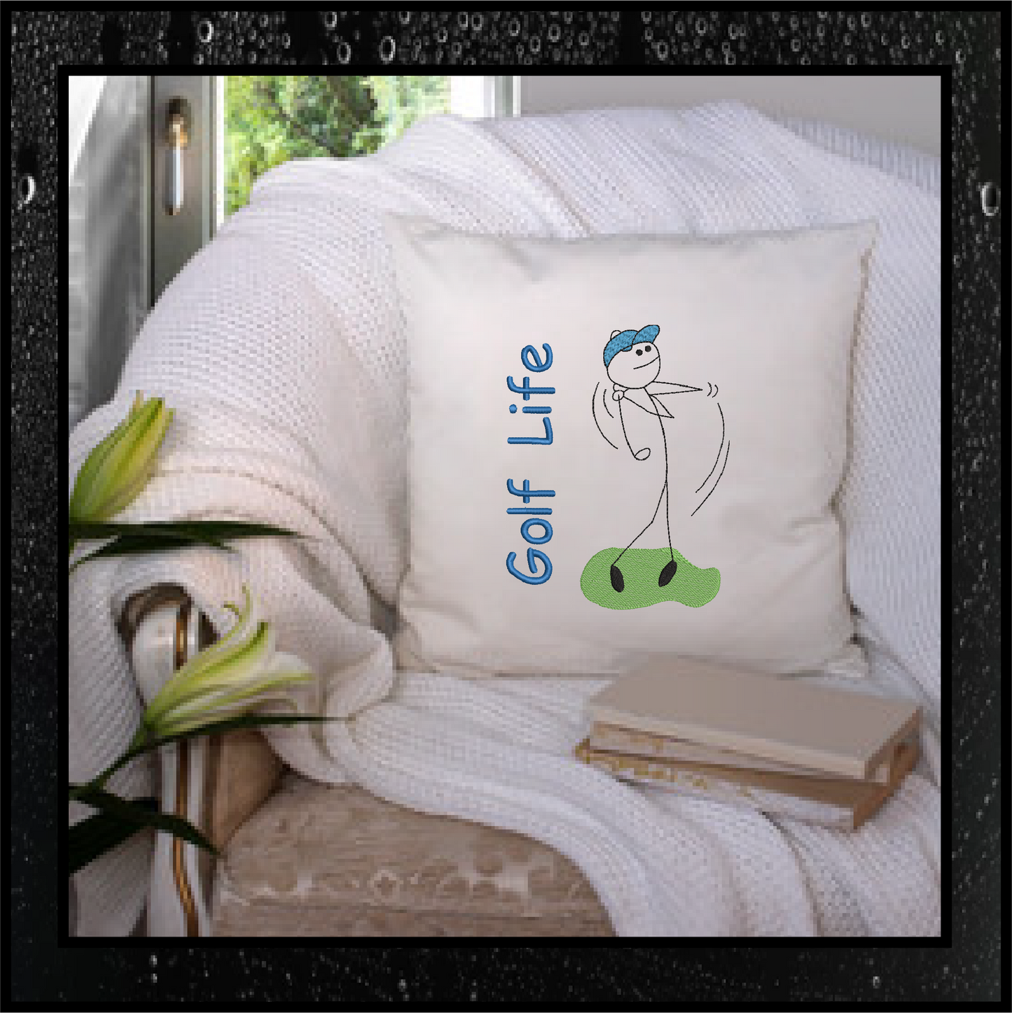 Golf Embroidery Design – Male Golfer Stick Figure – Golf Player Machine Embroidery – Golf Life Design – 6 Sizes (0196)