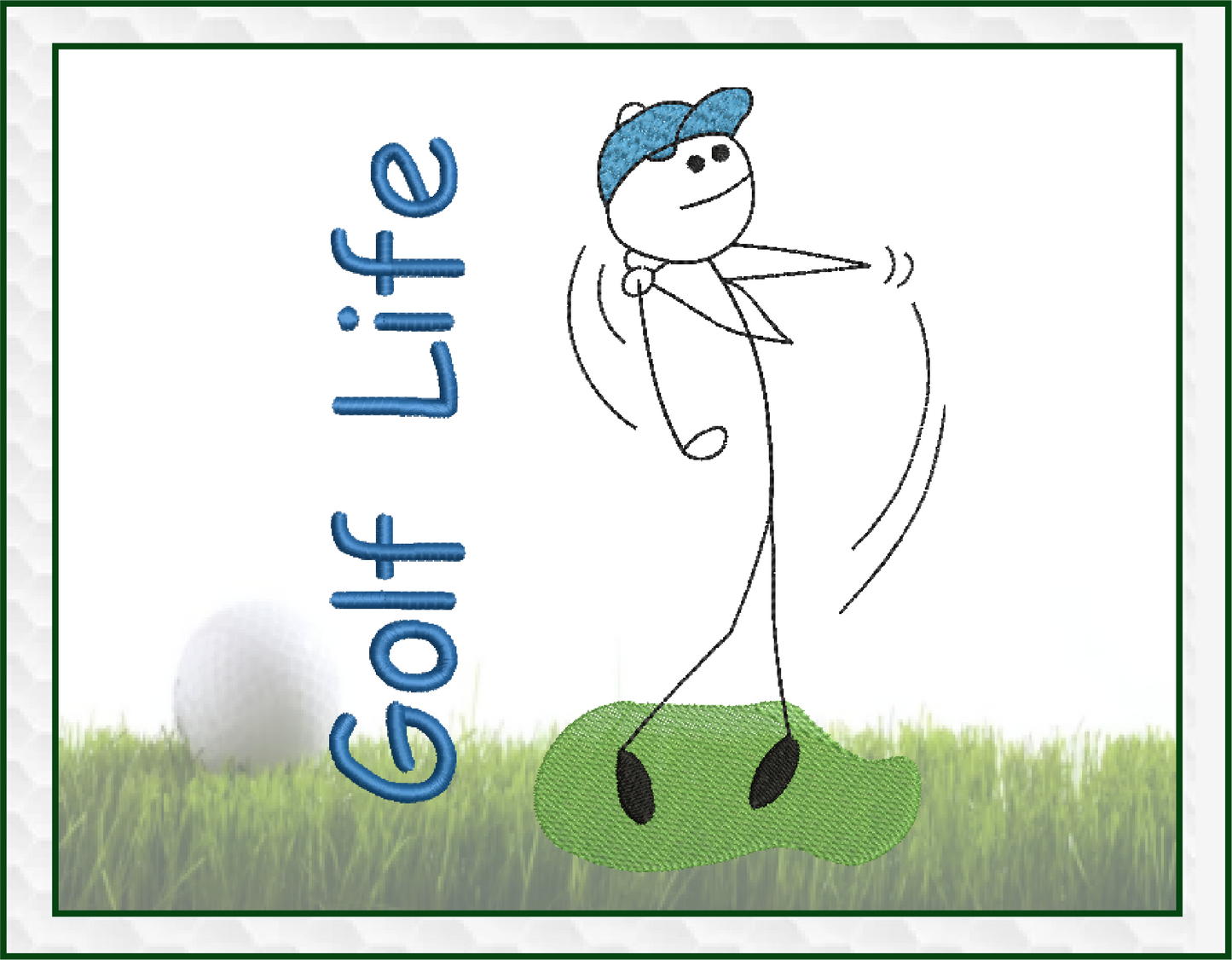 Golf Embroidery Design – Male Golfer Stick Figure – Golf Player Machine Embroidery – Golf Life Design – 6 Sizes (0196)