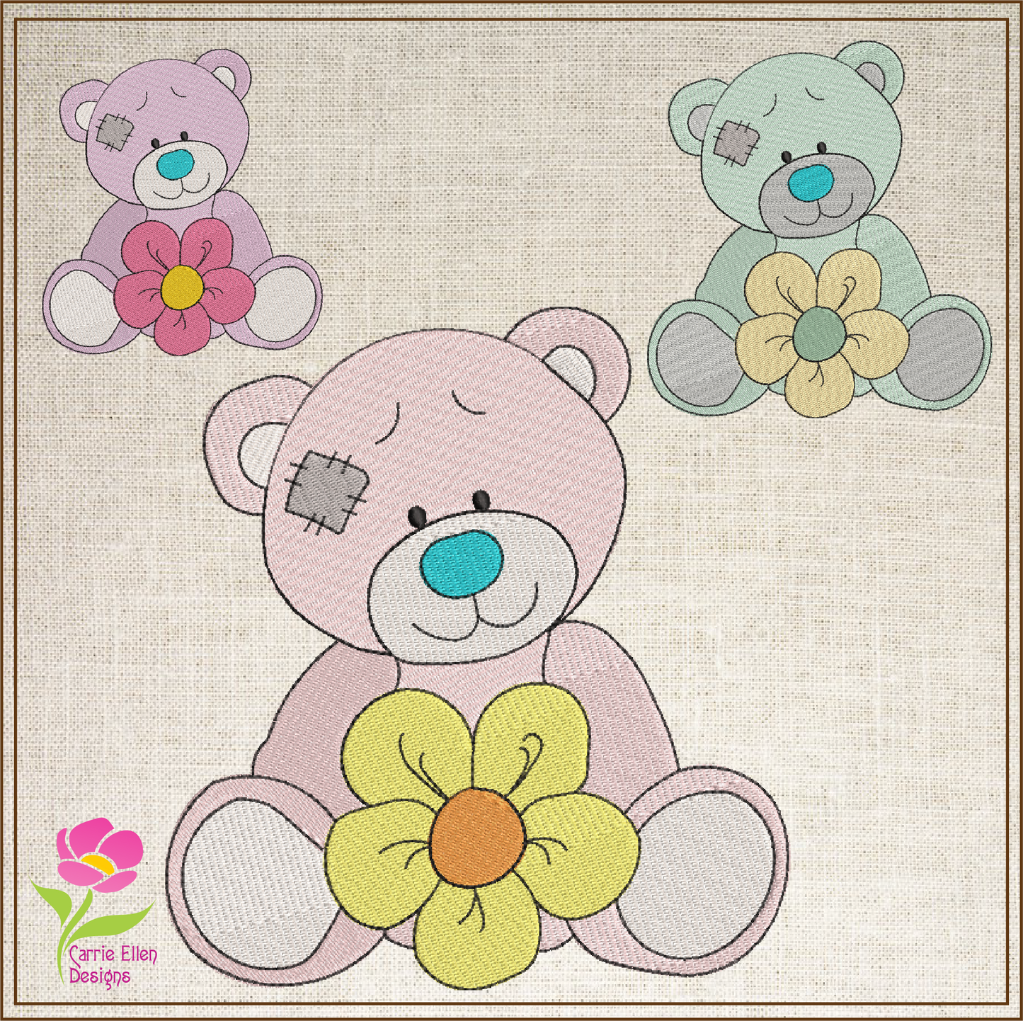 Toy Teddy Bear Machine Embroidery Design for Babies and Kids | Vintage Stuffed Animal Bear | Blue Nose Tatty Teddy Inspired | 4 Sizes (0439)