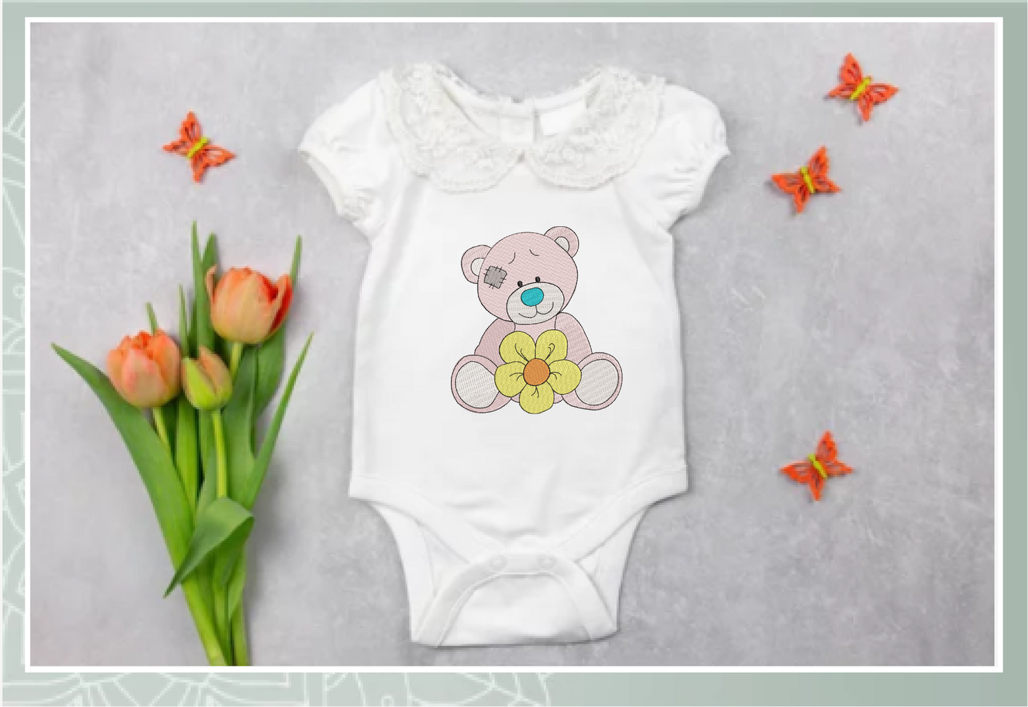 Toy Teddy Bear Machine Embroidery Design for Babies and Kids | Vintage Stuffed Animal Bear | Blue Nose Tatty Teddy Inspired | 4 Sizes (0439)