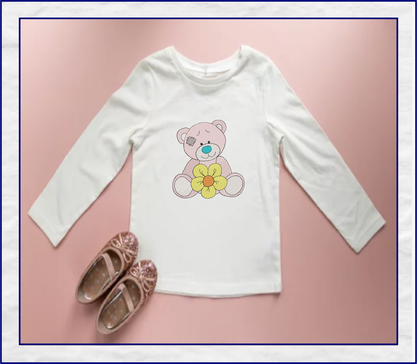 Toy Teddy Bear Machine Embroidery Design for Babies and Kids | Vintage Stuffed Animal Bear | Blue Nose Tatty Teddy Inspired | 4 Sizes (0439)