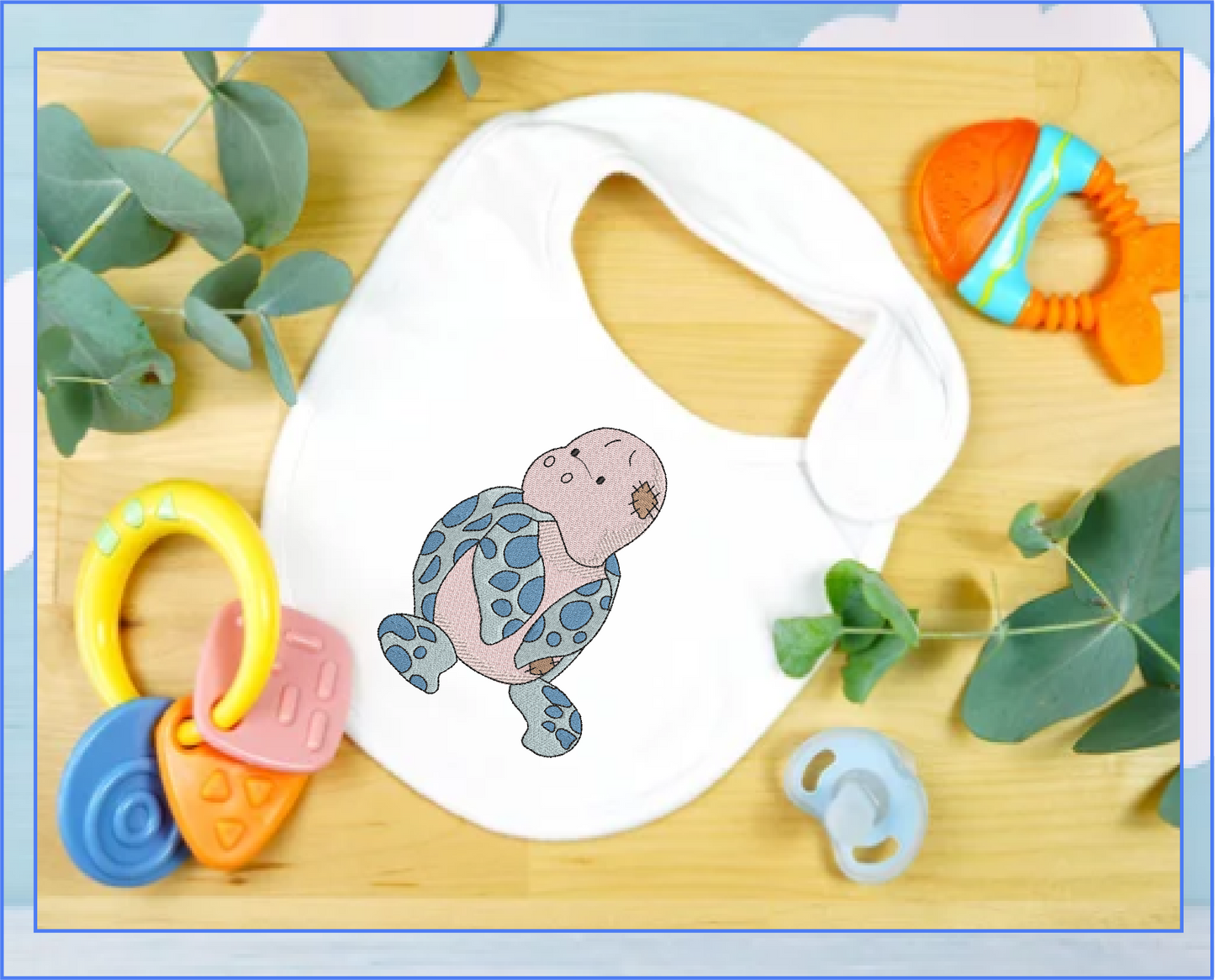 Toy Sea Turtle Machine Embroidery Design for Babies and Kids | Vintage Stuffed Animal Turtle | Blue Nose Tatty Teddy Inspired | 4 Sizes (0441)