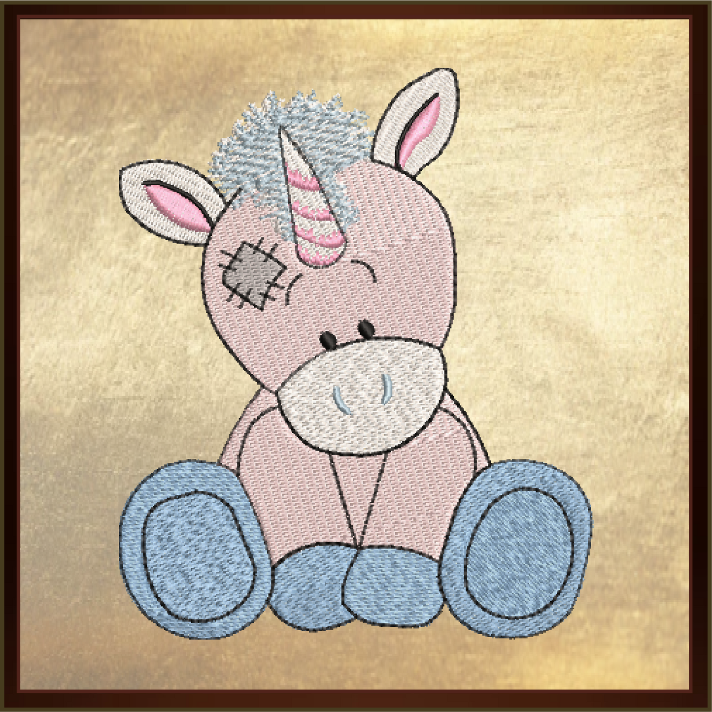 Toy Unicorn Machine Embroidery Design for Babies and Kids | Vintage Stuffed Animal Unicorn | Blue Nose Tatty Teddy Inspired | 4 Sizes (0438)