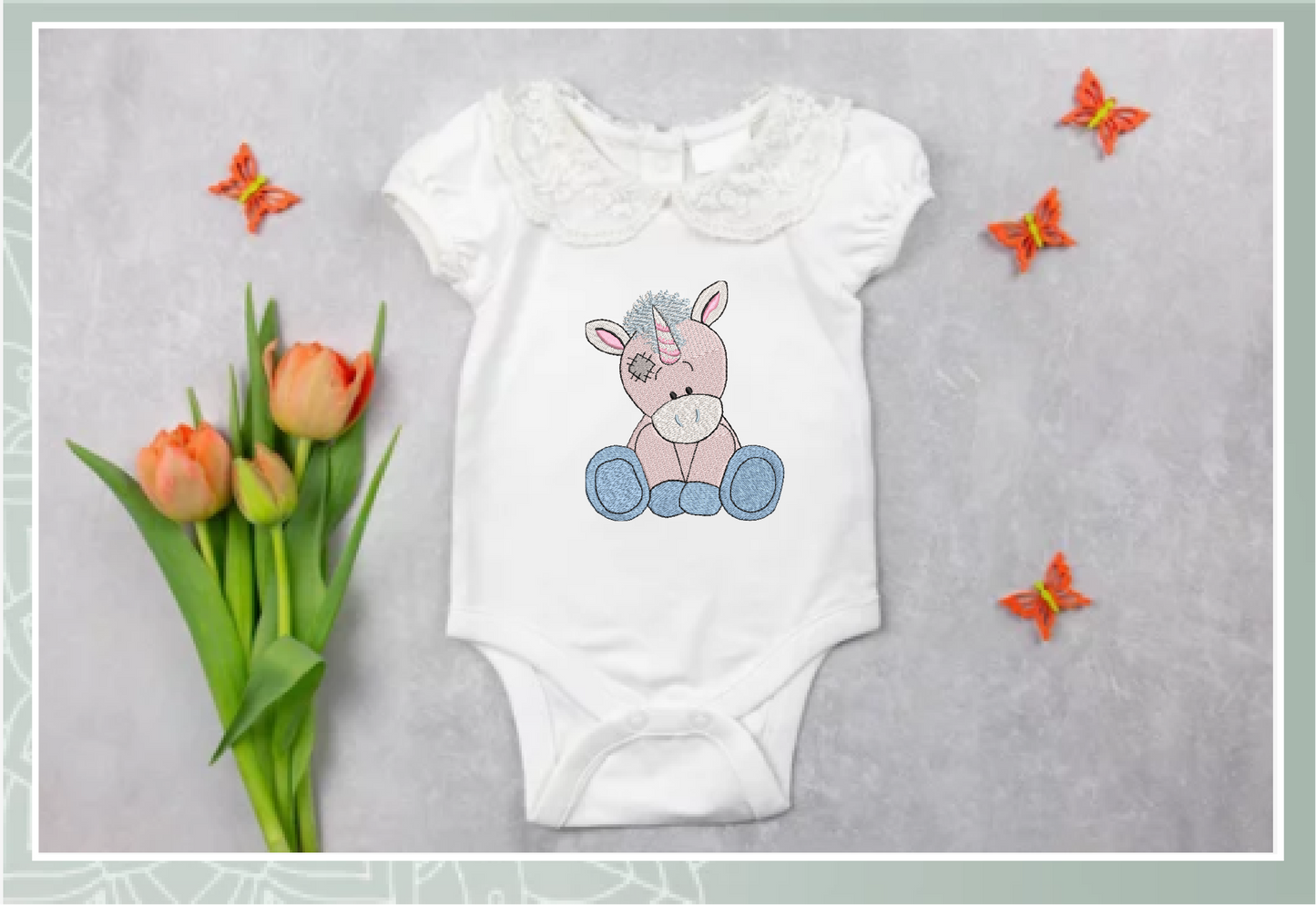 Toy Unicorn Machine Embroidery Design for Babies and Kids | Vintage Stuffed Animal Unicorn | Blue Nose Tatty Teddy Inspired | 4 Sizes (0438)