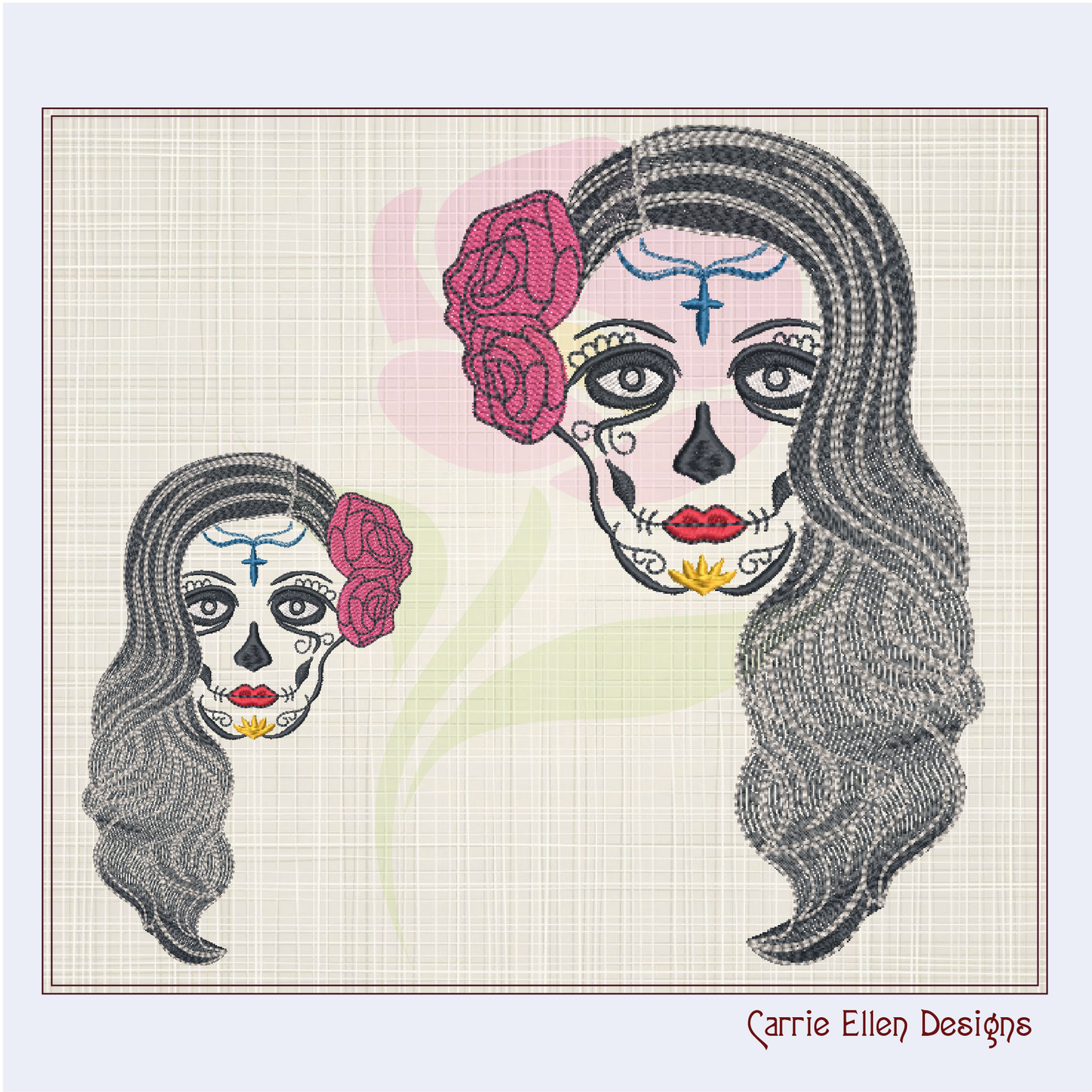 Sugar Skull Woman Machine Embroidery Design | Day of the Dead Skeleton Pattern | Dia De Los Muertos Embroidery | 8 Sizes (0933)