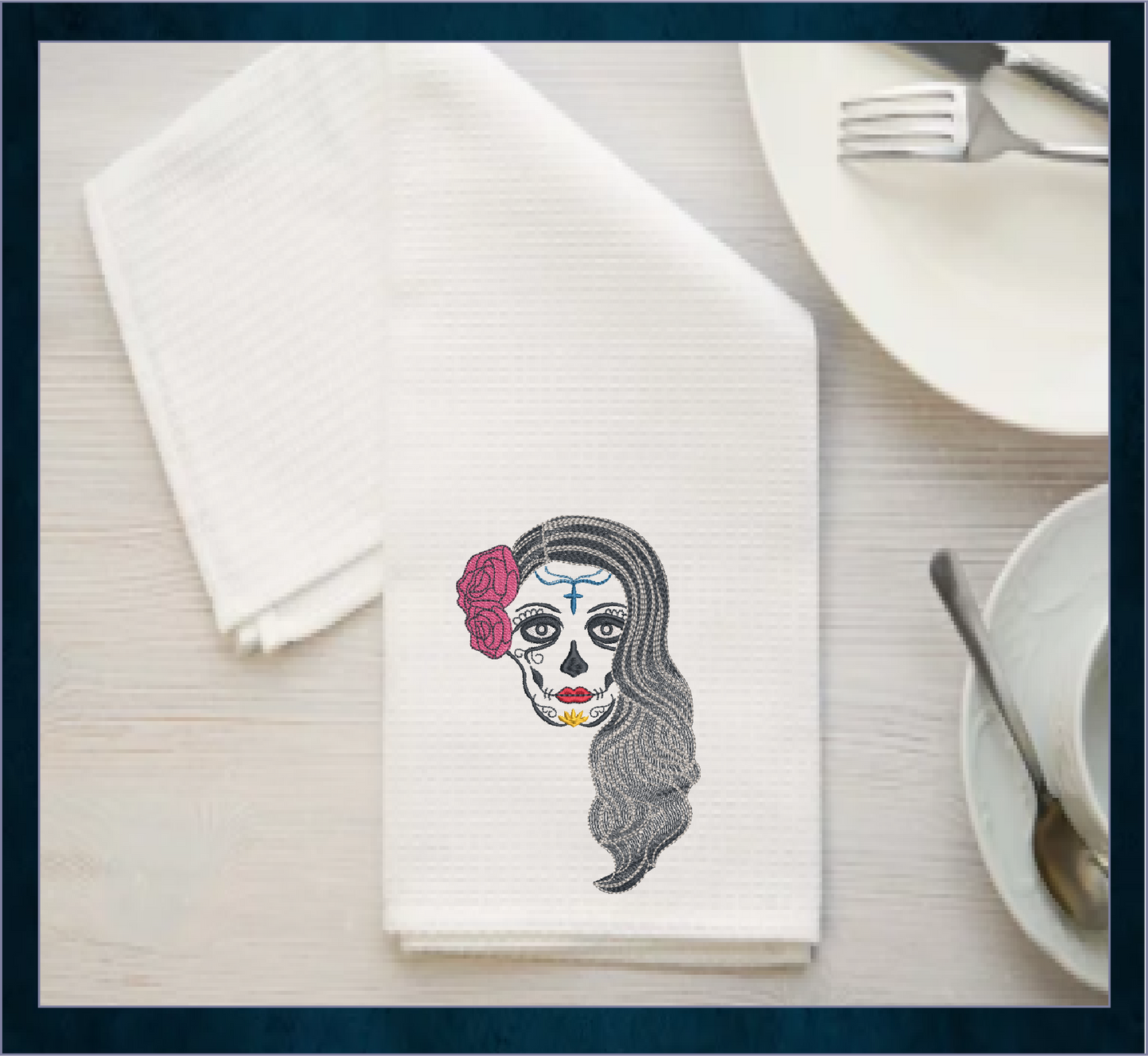 Sugar Skull Woman Machine Embroidery Design | Day of the Dead Skeleton Pattern | Dia De Los Muertos Embroidery | 8 Sizes (0933)