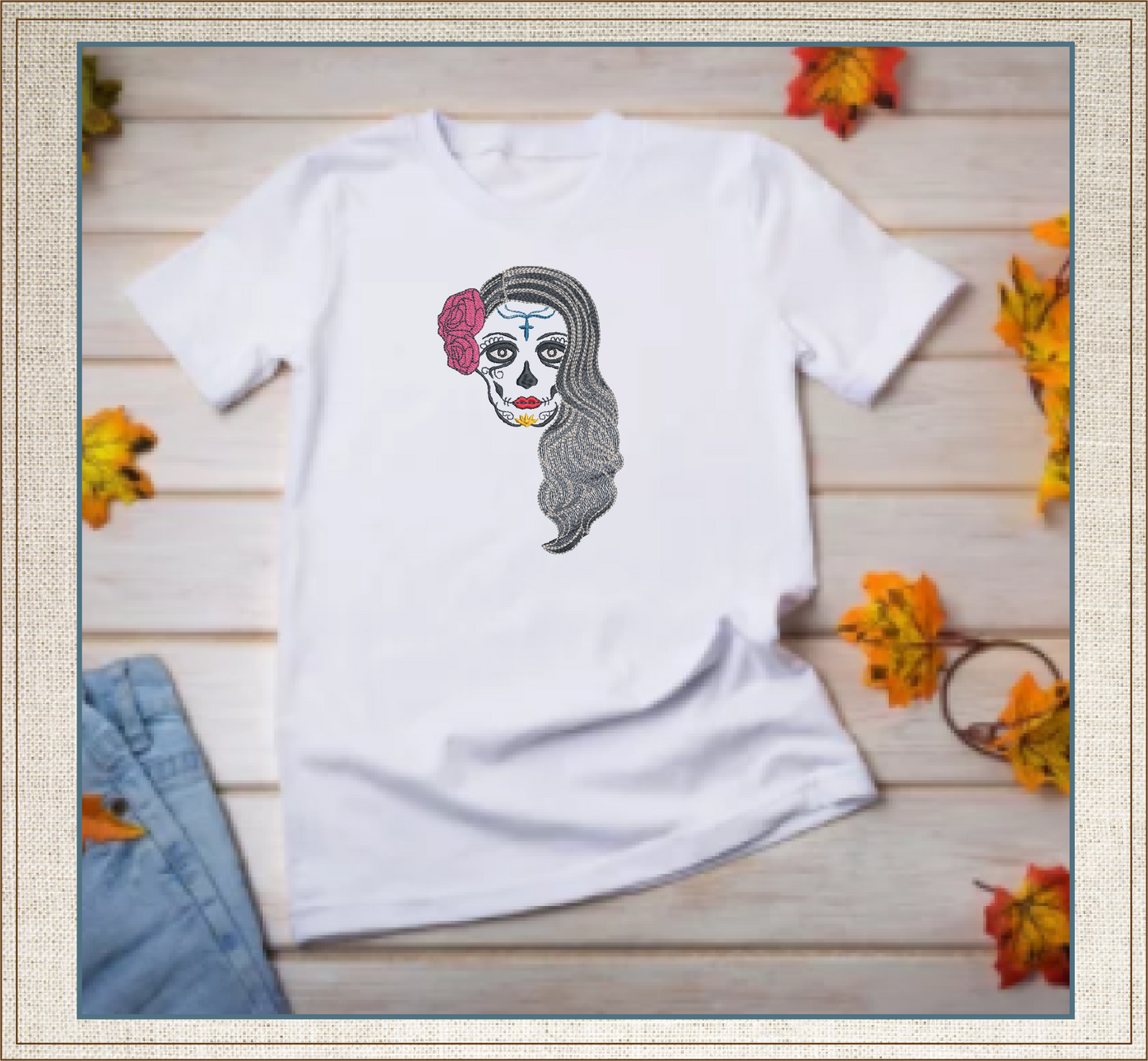 Sugar Skull Woman Machine Embroidery Design | Day of the Dead Skeleton Pattern | Dia De Los Muertos Embroidery | 8 Sizes (0933)