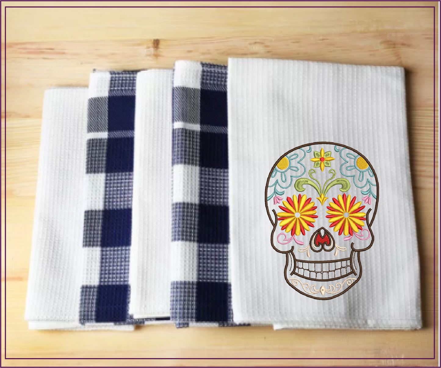 Sugar Skull Machine Embroidery Design – Day of the Dead Pattern – Dia de Los Muertos – 8 Sizes (1005)