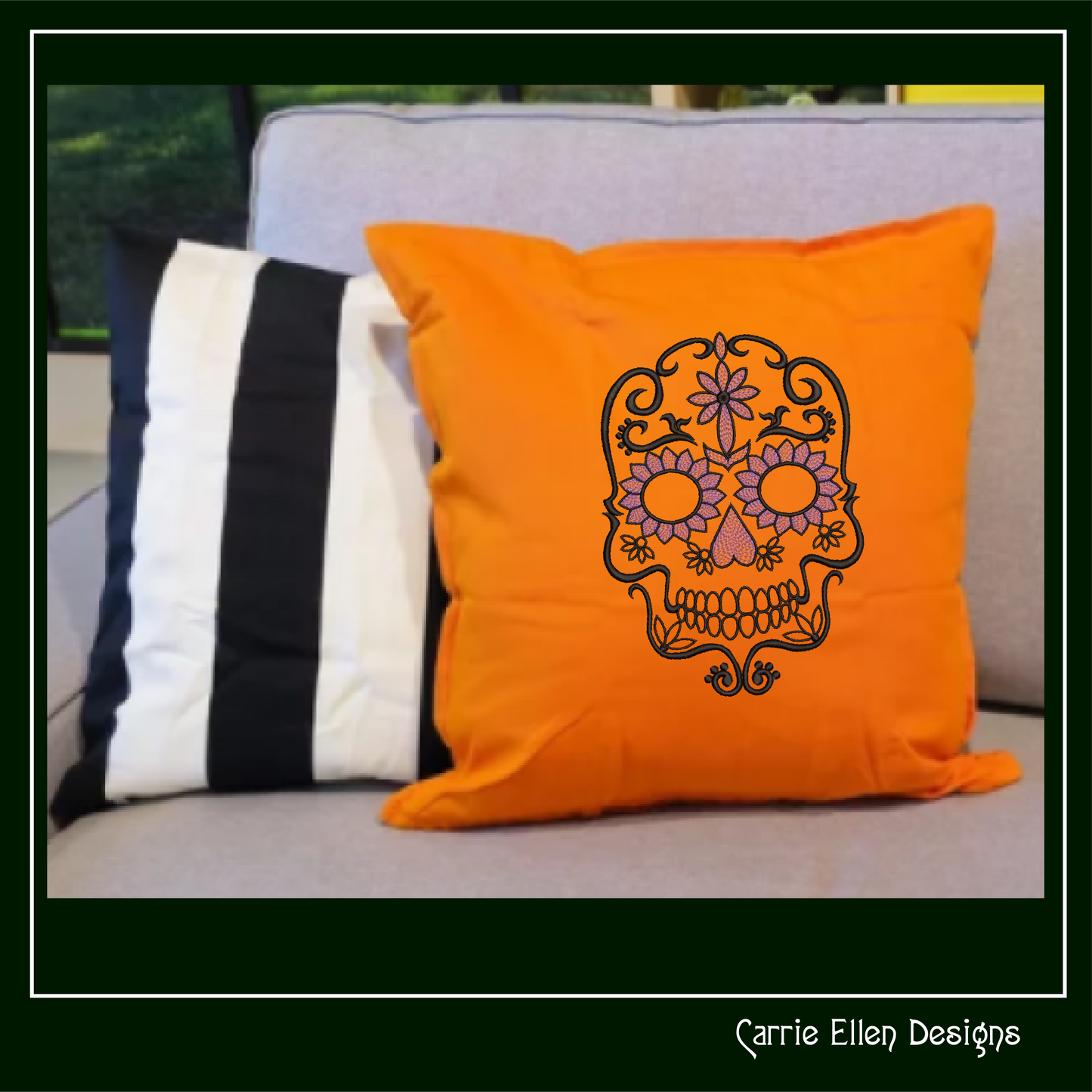 Sugar Skull Machine Embroidery Design – Dia de Los Muertos Day of the Dead, 6 Sizes (1042)
