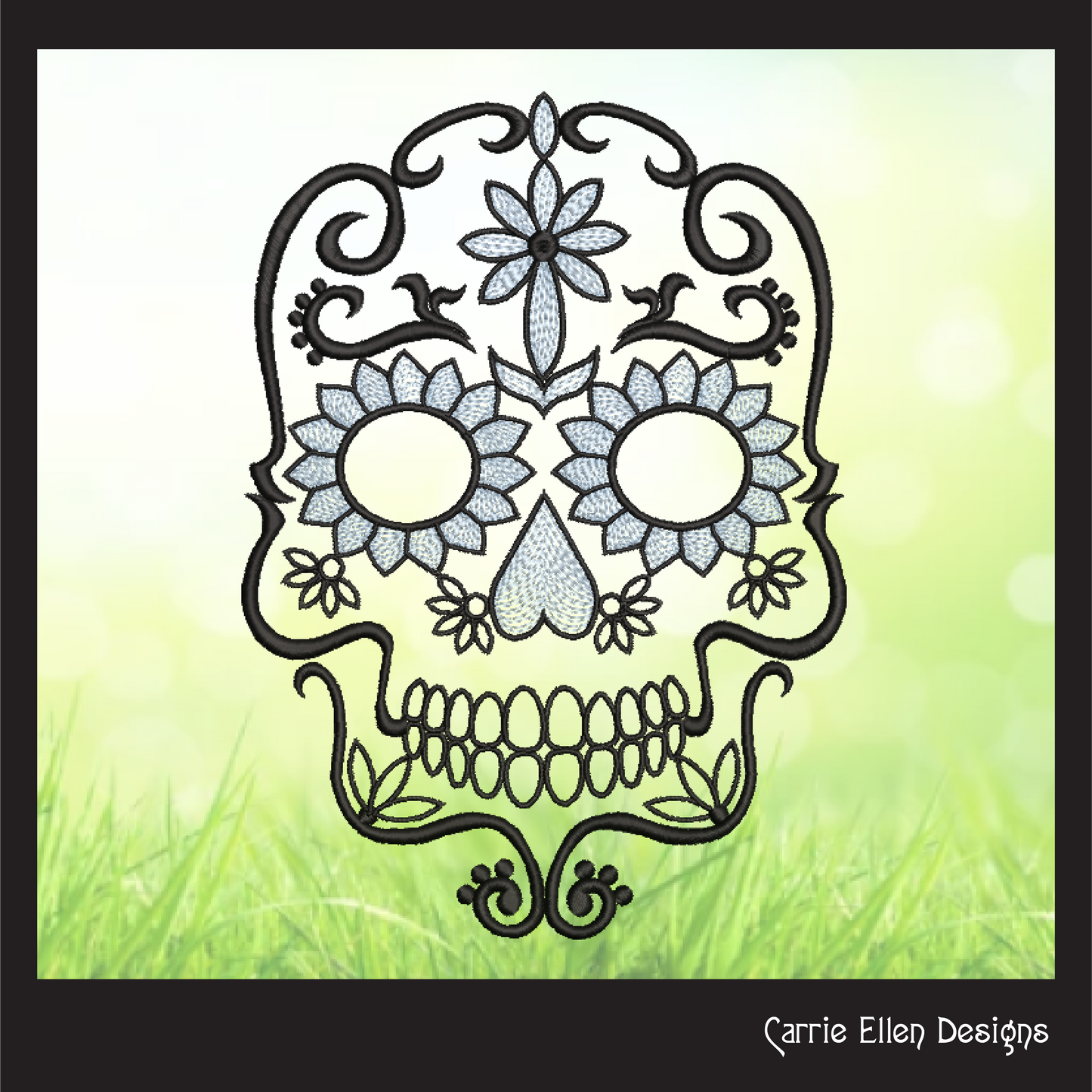 Sugar Skull Machine Embroidery Design – Dia de Los Muertos Day of the Dead, 6 Sizes (1042)