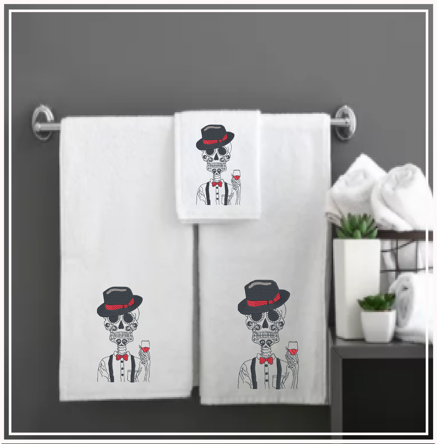 Sugar Skull Couple Machine Embroidery Design Bundle | Day of the Dead Skeletons | Dia De Los Muertos Embroidery | 2 Designs, 8 Sizes (0844)