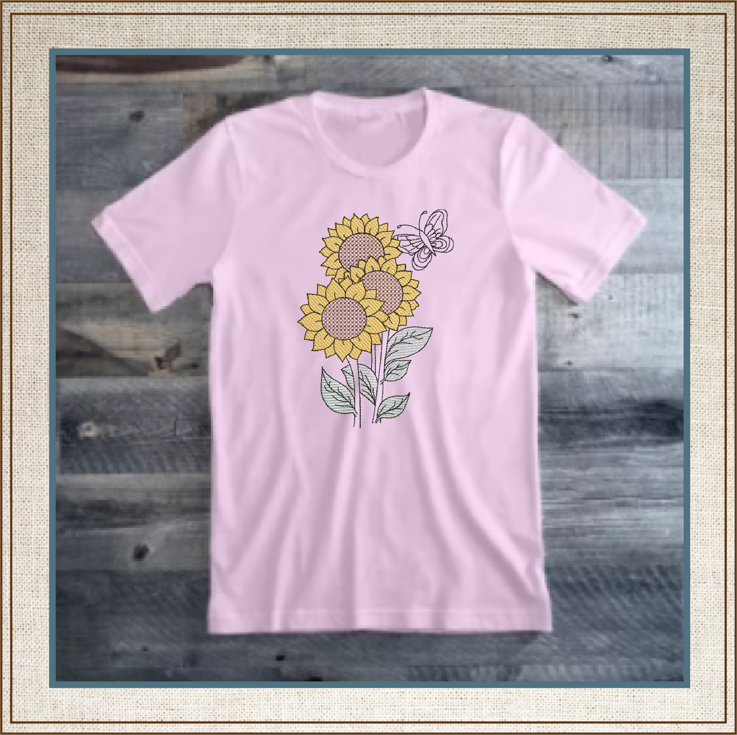 Sunflower with Butterfly Machine Embroidery Design | Colorful Floral Garden Pattern | Bright Flower Embroidery | 6 Sizes (0598)