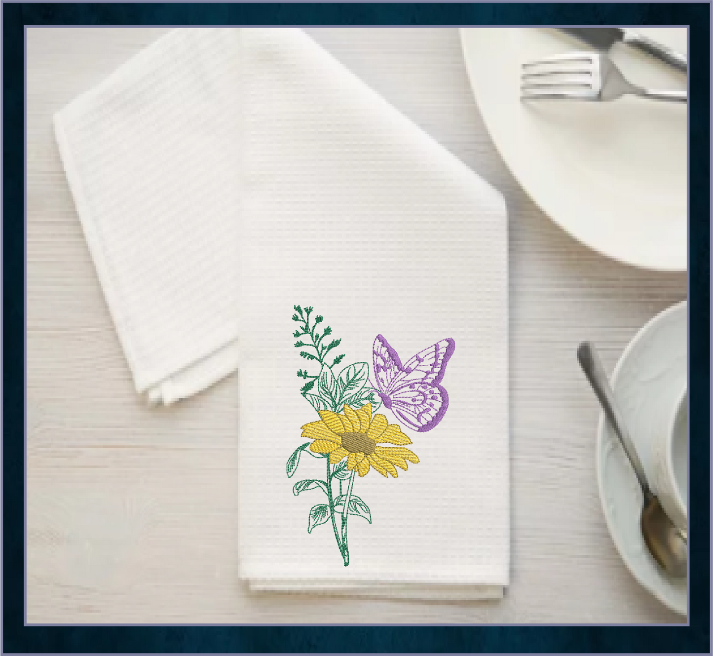 Sunflower and Butterfly Machine Embroidery Design | Artistic Sketch | Home & Garden Line Art | 6 Sizes (0743)