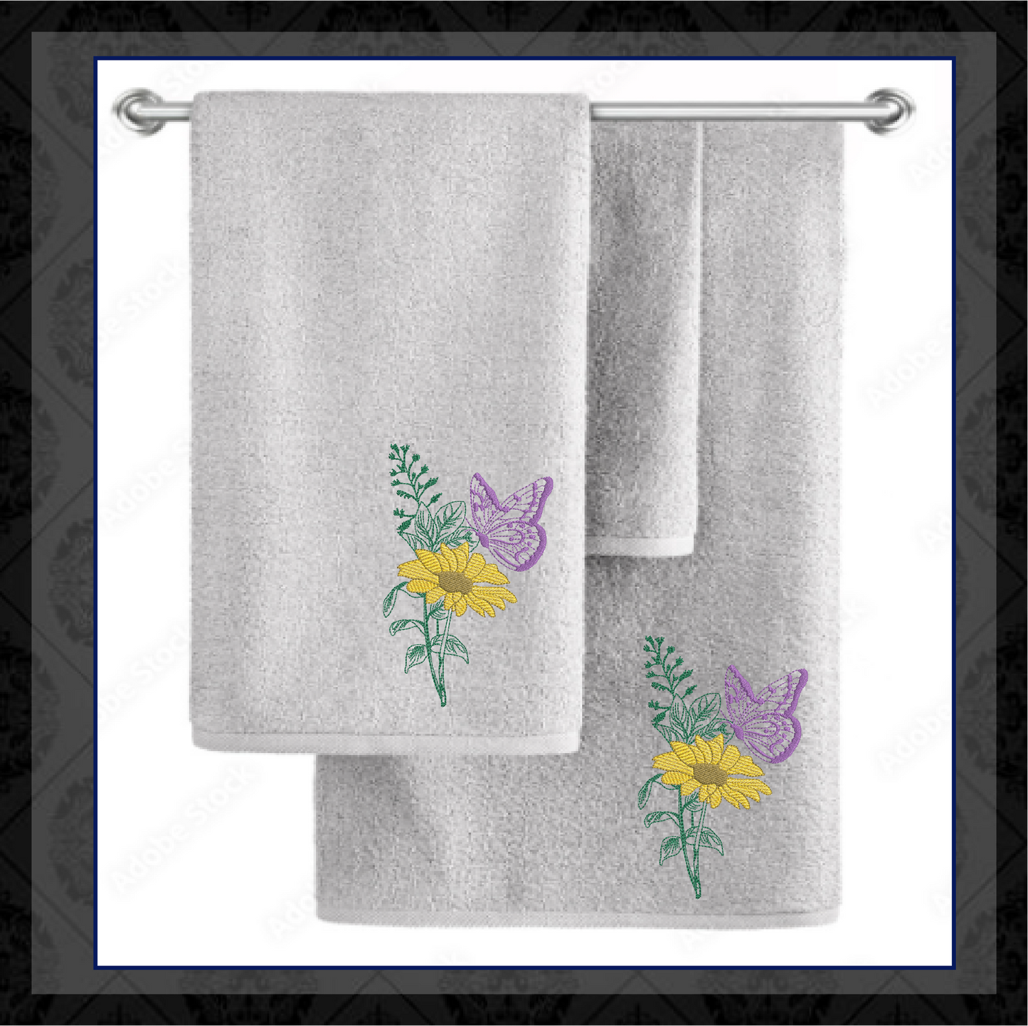 Sunflower and Butterfly Machine Embroidery Design | Artistic Sketch | Home & Garden Line Art | 6 Sizes (0743)
