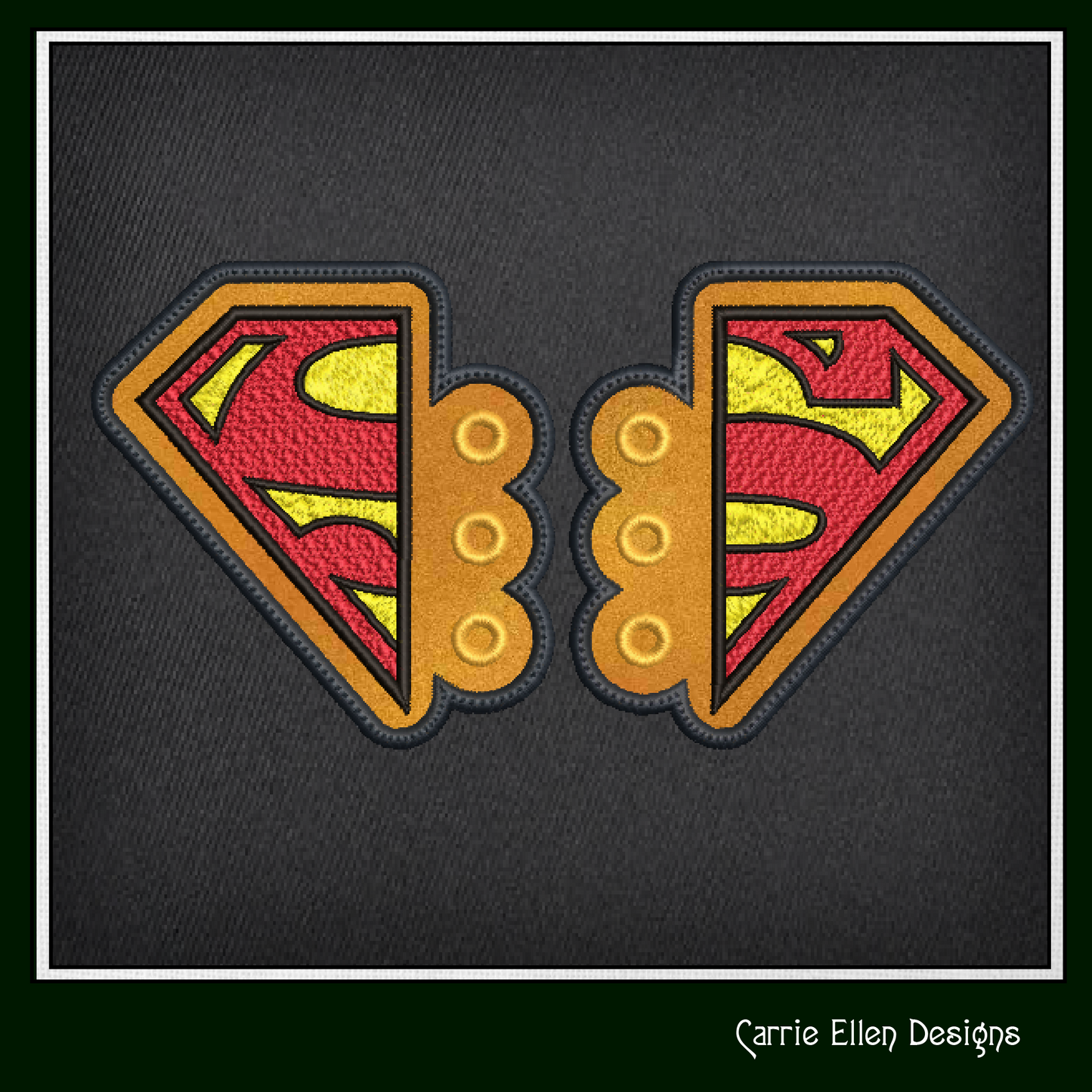 Superhero Logo Shoe Wing Machine Embroidery Design – In The Hoop Super Man Inspired Wings for Shoes and Boots – 4x4 & 5x7 Hoop (1771)