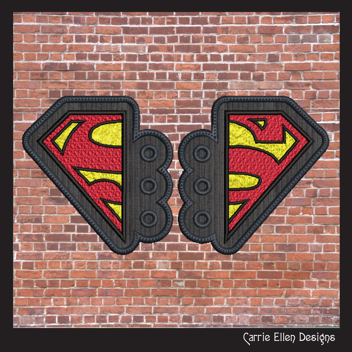 Superhero Logo Shoe Wing Machine Embroidery Design – In The Hoop Super Man Inspired Wings for Shoes and Boots – 4x4 & 5x7 Hoop (1771)