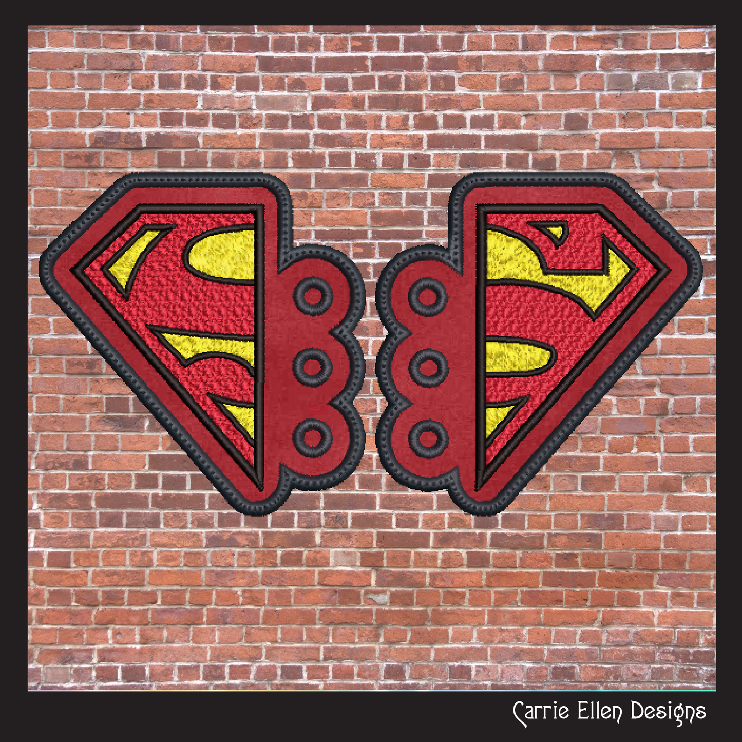 Superhero Logo Shoe Wing Machine Embroidery Design – In The Hoop Super Man Inspired Wings for Shoes and Boots – 4x4 & 5x7 Hoop (1771)