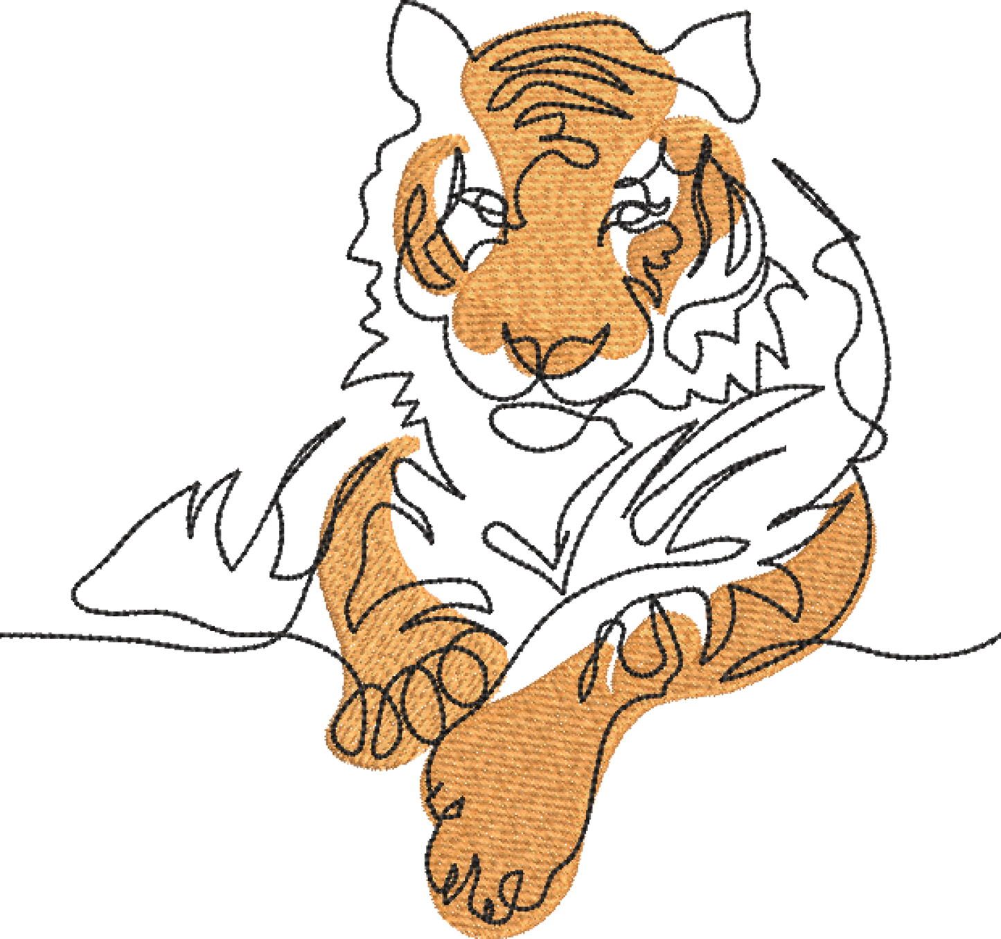 Tiger Machine Embroidery Design, Animal Embroidery, Tiger Line Art Embroidery Design, Jungle Wild Cat Embroidery, 6 Sizes (0369)