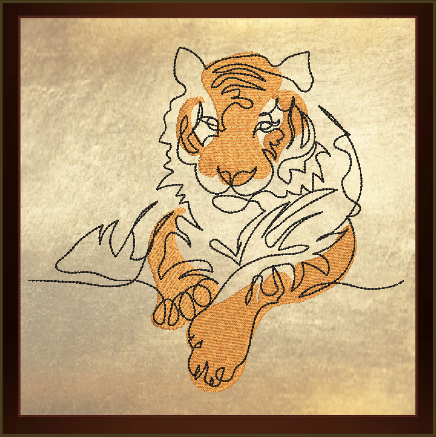 Tiger Machine Embroidery Design, Animal Embroidery, Tiger Line Art Embroidery Design, Jungle Wild Cat Embroidery, 6 Sizes (0369)