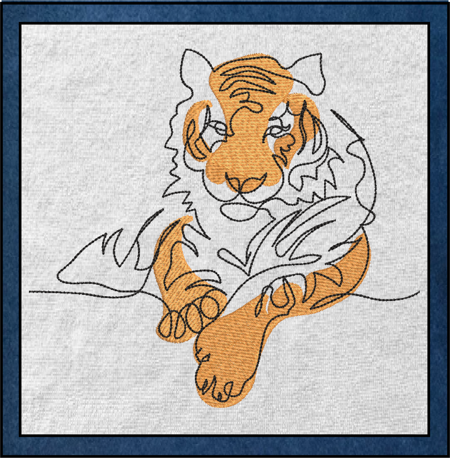 Tiger Machine Embroidery Design, Animal Embroidery, Tiger Line Art Embroidery Design, Jungle Wild Cat Embroidery, 6 Sizes (0369)