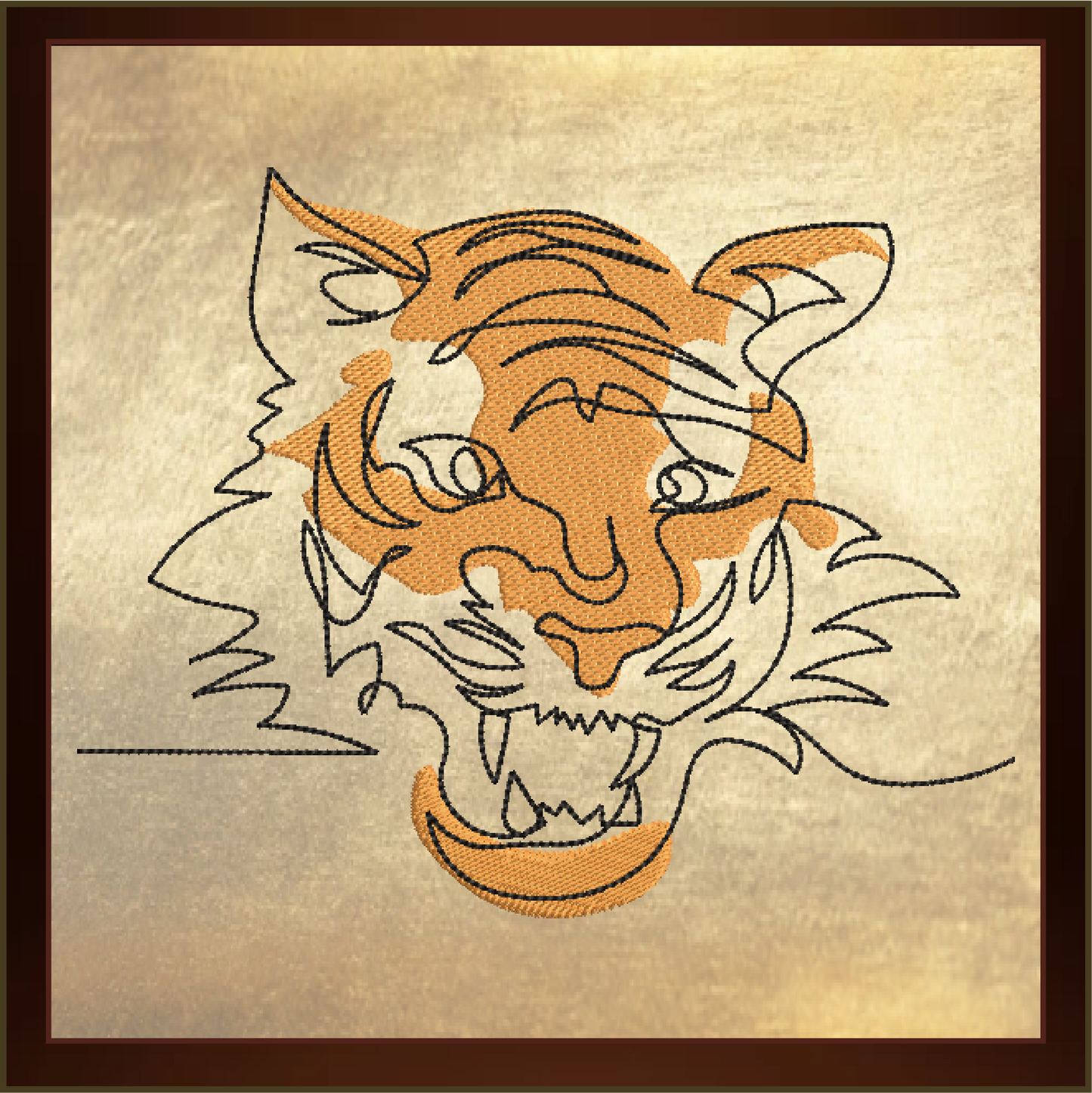 Tiger Machine Embroidery Design, Animal Embroidery, Tiger Line Art Embroidery Design, Jungle Wild Cat Embroidery, 6 Sizes (0370)
