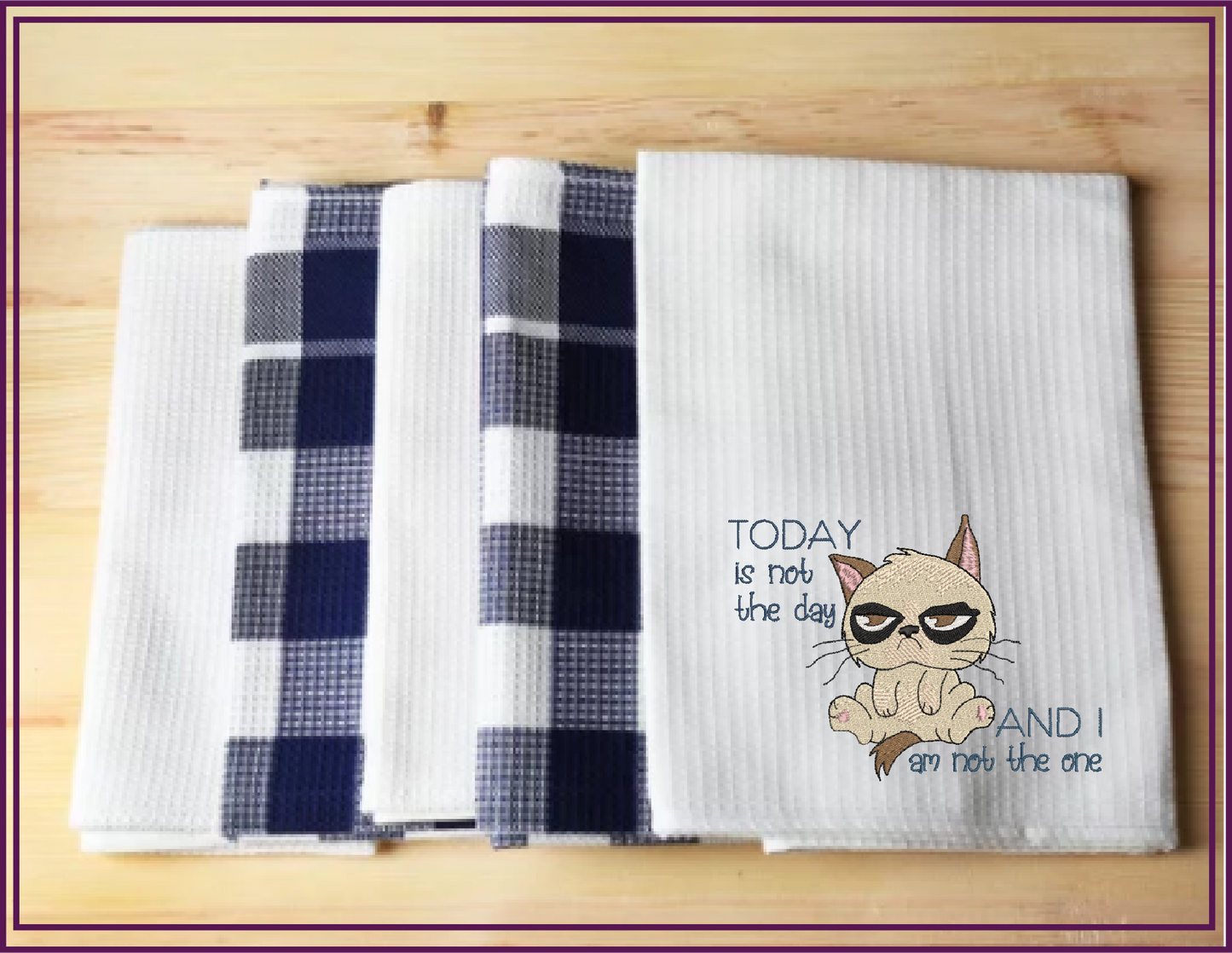 Today is Not The Day Machine Embroidery Design | Grumpy Cat Funny Saying | Sarcastic Humor Embroidery Quotes | 6 Sizes (0797)