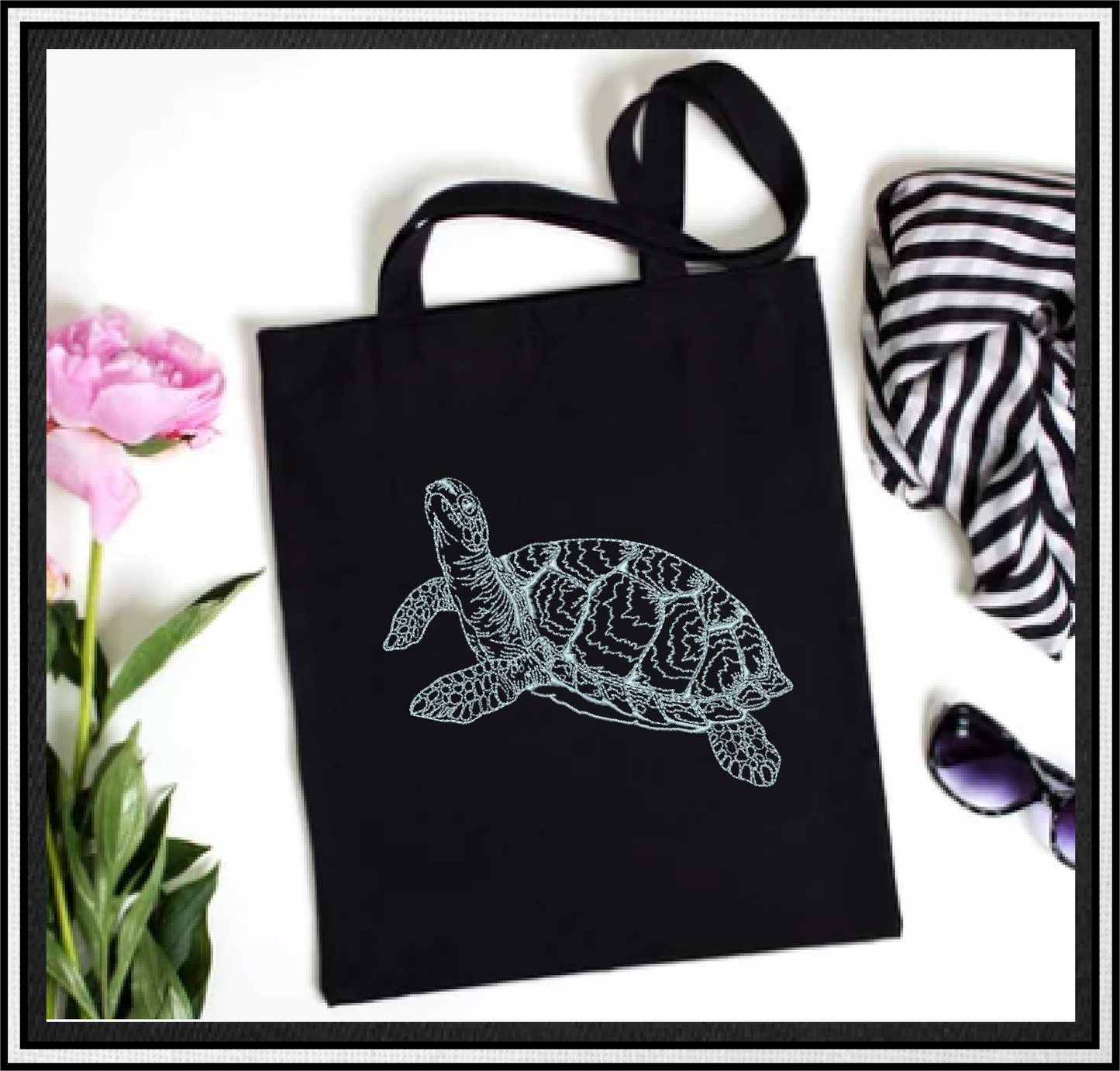 Sea Turtle Sketch Machine Embroidery Design Bundle – Redwork Line Art Sea Life, 2 Designs, 4 Sizes Each (0502)