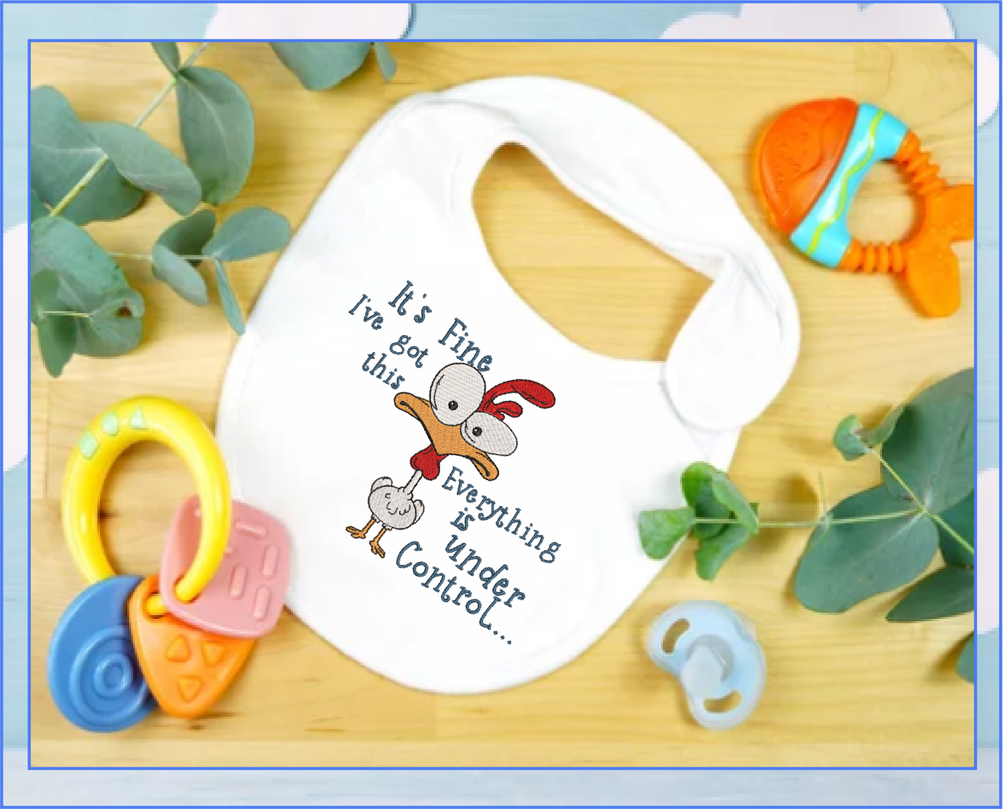 Everything is Under Control Machine Embroidery Design | Neurotic Chicken Funny Saying | Humorous Quotes Embroidery | 6 Sizes (0746)