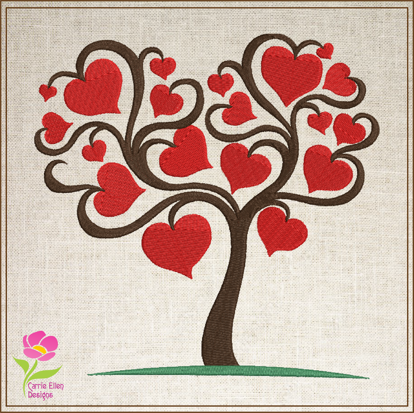 Heart Tree Machine Embroidery Design – Valentine’s Day, Blooming Hearts, Floral Garden Design – 6 Sizes (0408)