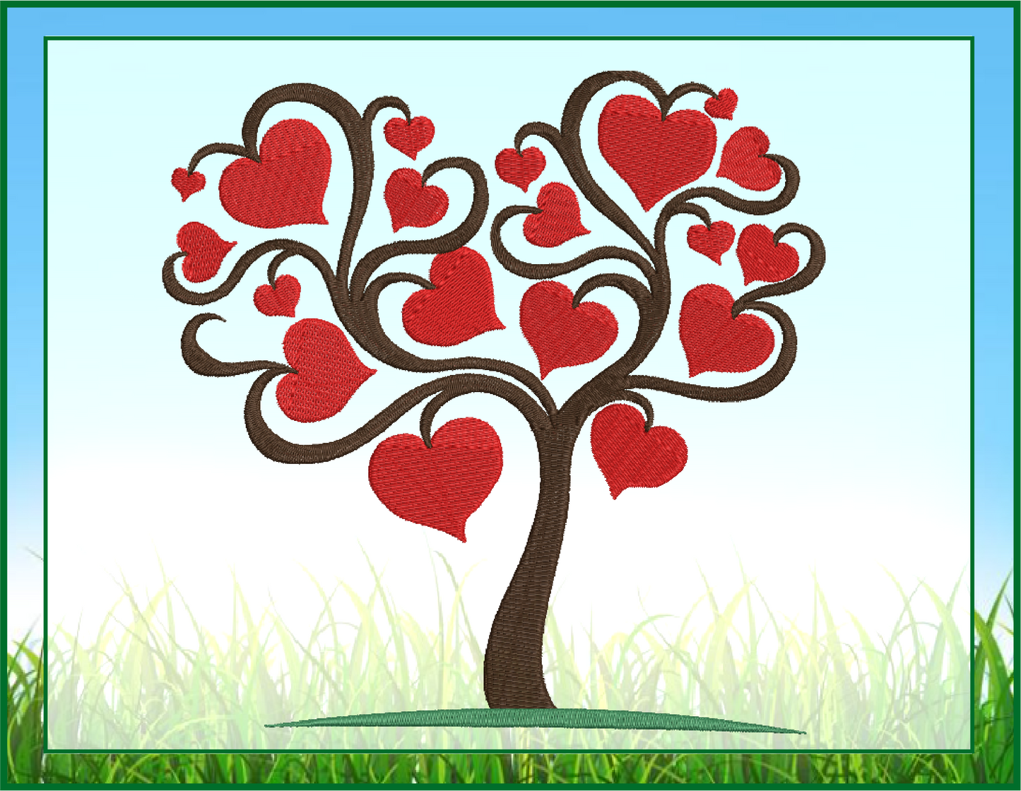 Heart Tree Machine Embroidery Design – Valentine’s Day, Blooming Hearts, Floral Garden Design – 6 Sizes (0408)