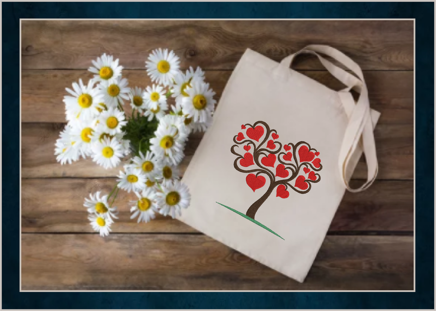 Heart Tree Machine Embroidery Design – Valentine’s Day, Blooming Hearts, Floral Garden Design – 6 Sizes (0408)