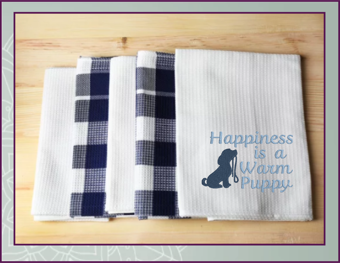 Happiness is a Warm Puppy Machine Embroidery Design Saying, Dog & Puppy Inspirational Pet Quote, 6 Sizes (0500)
