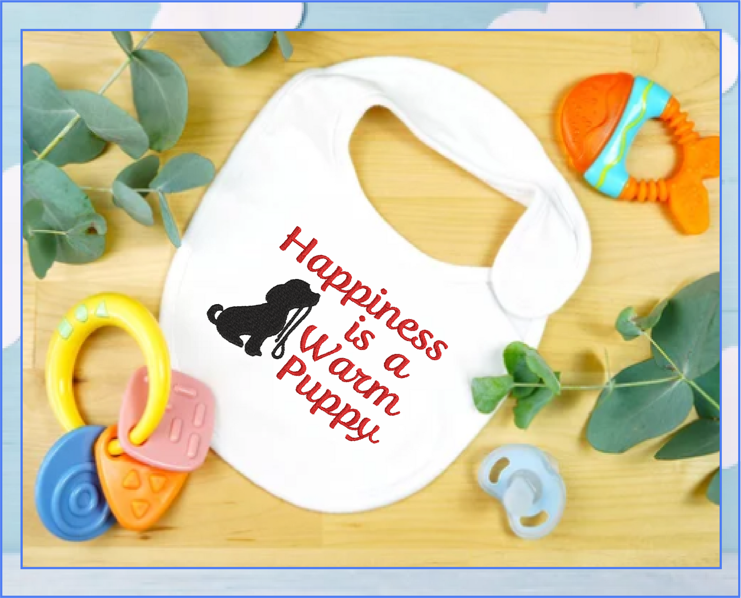 Happiness is a Warm Puppy Machine Embroidery Design Saying, Dog & Puppy Inspirational Pet Quote, 6 Sizes (0500)