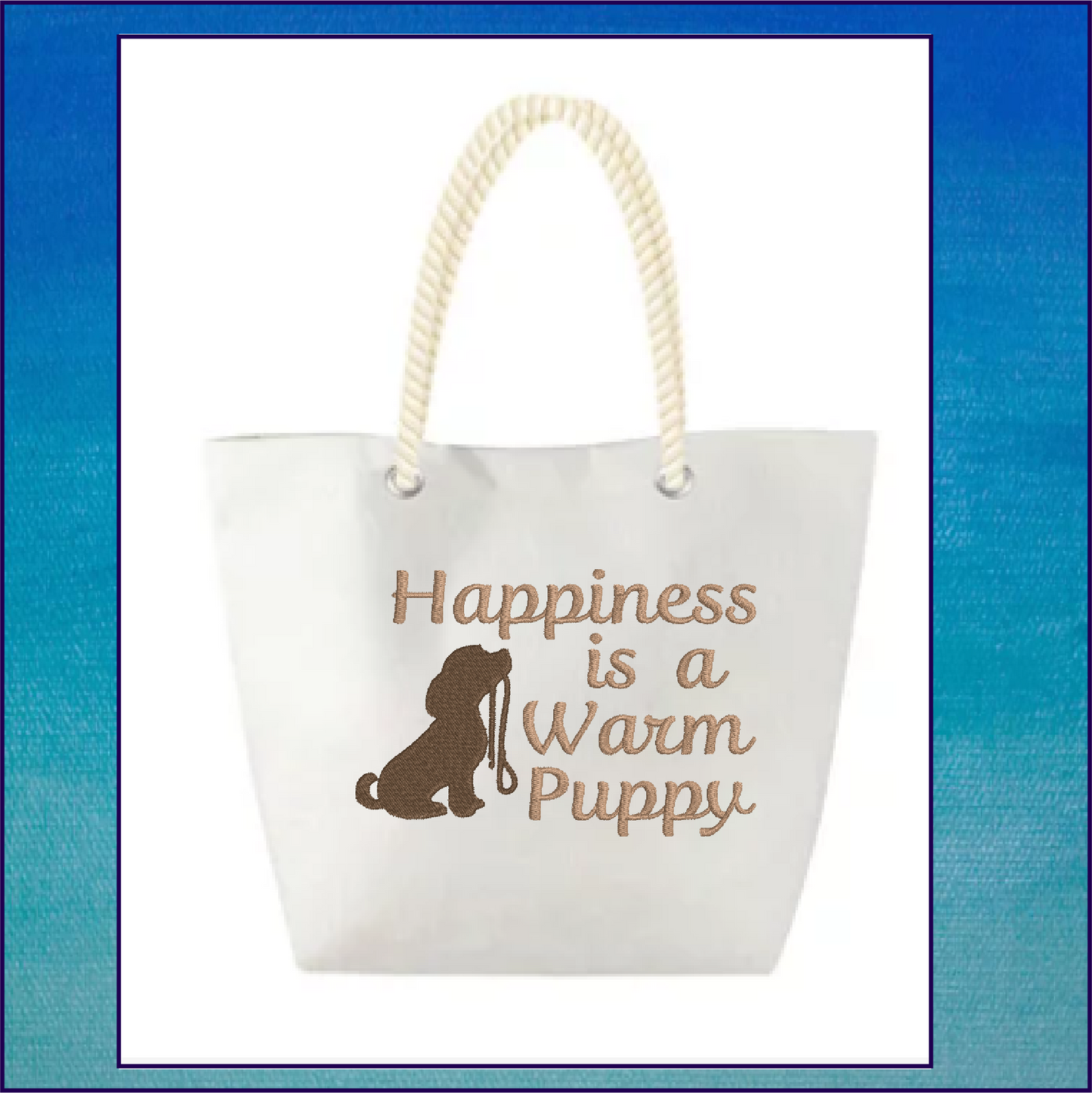 Happiness is a Warm Puppy Machine Embroidery Design Saying, Dog & Puppy Inspirational Pet Quote, 6 Sizes (0500)