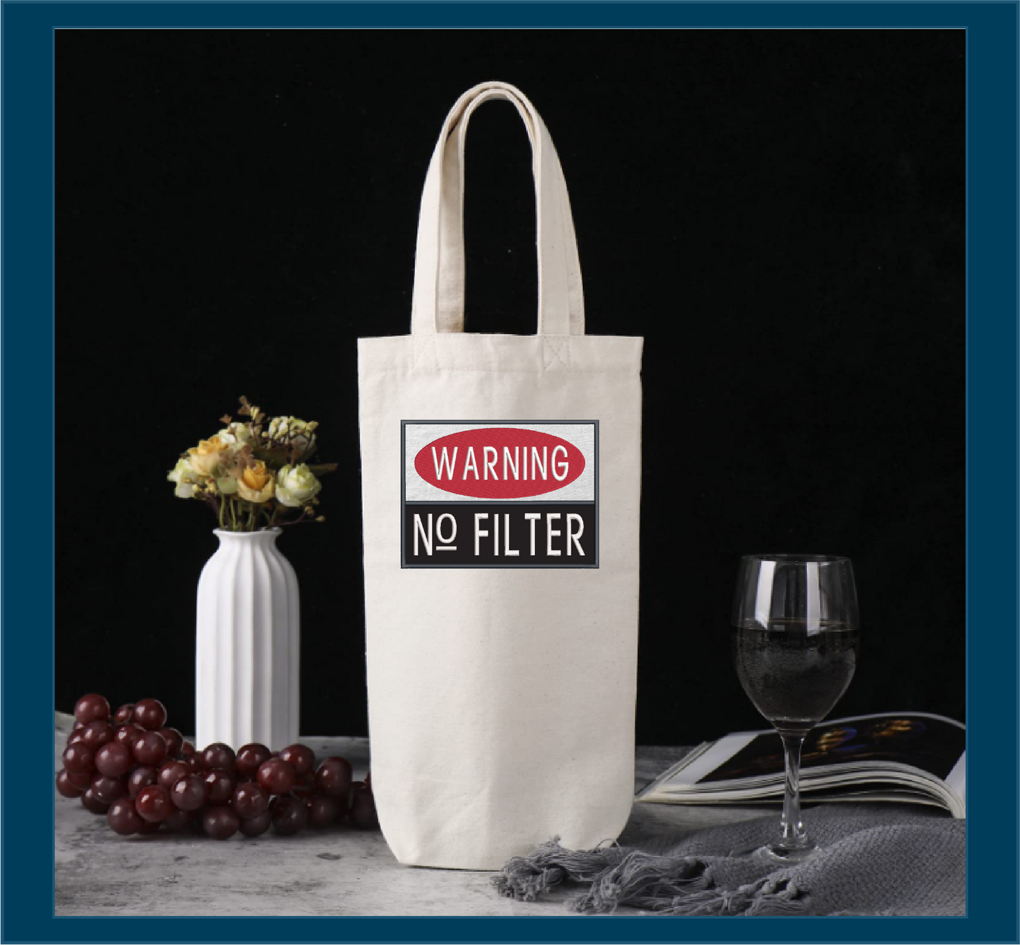 Warning No Filter Machine Embroidery Applique Design | Funny Humorous Saying Embroidery | Sarcastic Quotes Embroidered Design | 8 Sizes (0929)