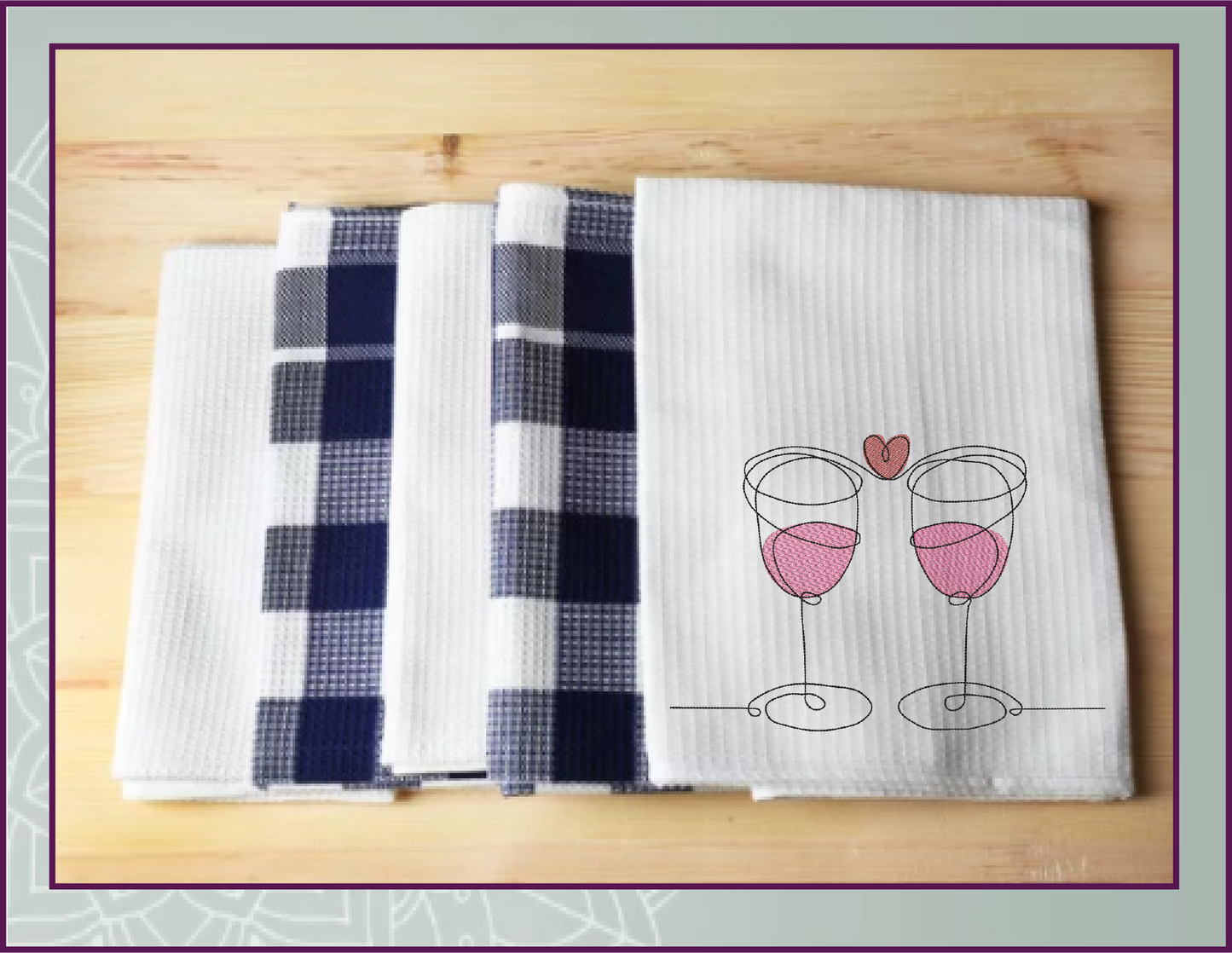 Wine Toast Machine Embroidery Design – Valentine’s Day Celebration, Wine Glass Love Embroidery, Romantic Toast Pattern, 4 Sizes (0452)