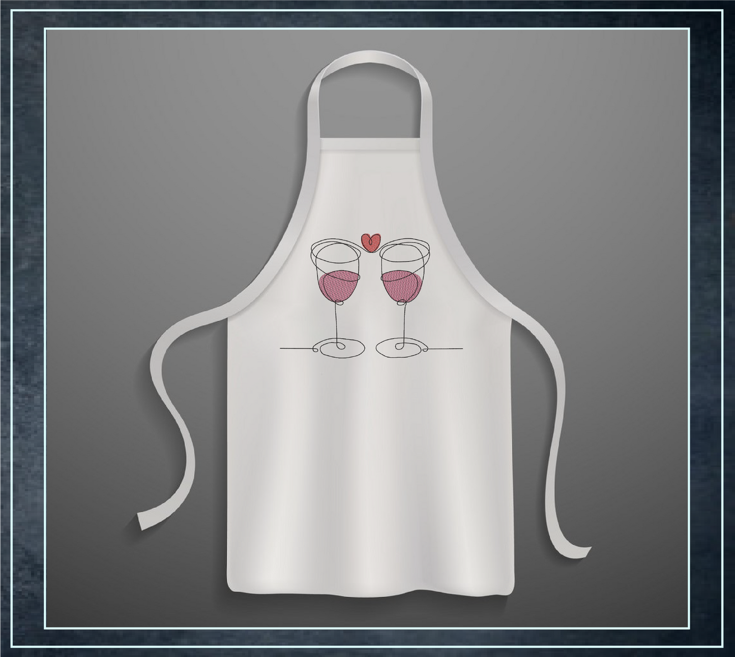 Wine Toast Machine Embroidery Design – Valentine’s Day Celebration, Wine Glass Love Embroidery, Romantic Toast Pattern, 4 Sizes (0452)