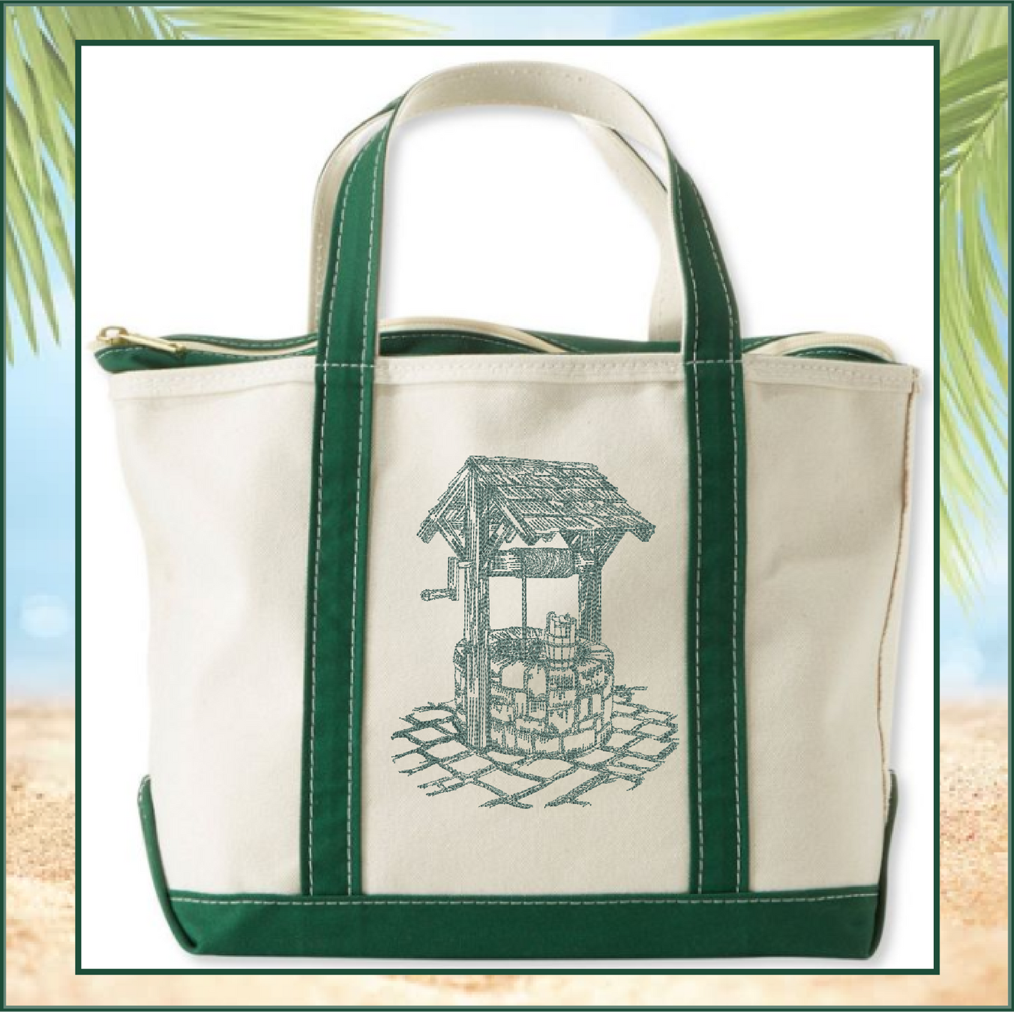 Wishing Well Sketch Machine Embroidery Design | Artistic Landscape Line Art | 6 Sizes (0691)