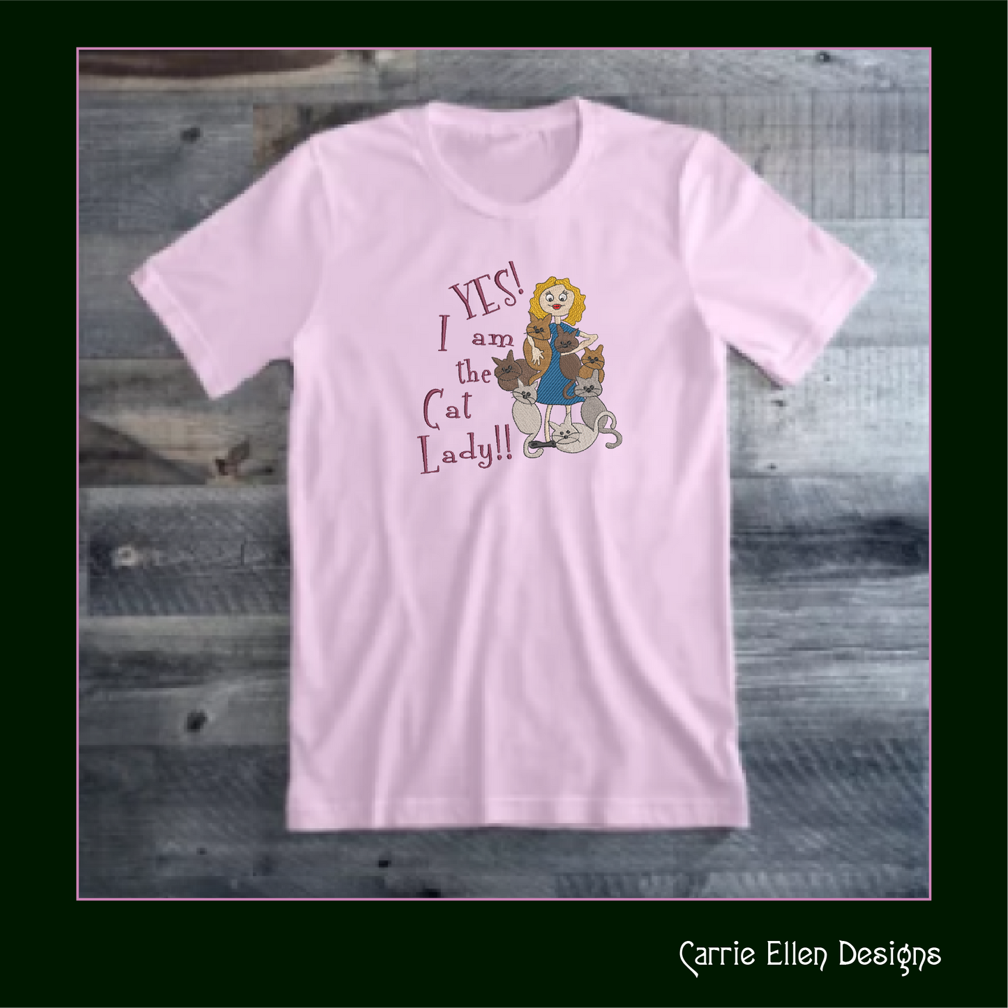 Yes I Am The Cat Lady Embroidery Design – Funny Cartoon Saying for Kitchen Aprons & Gifts, 8 Sizes (1077)