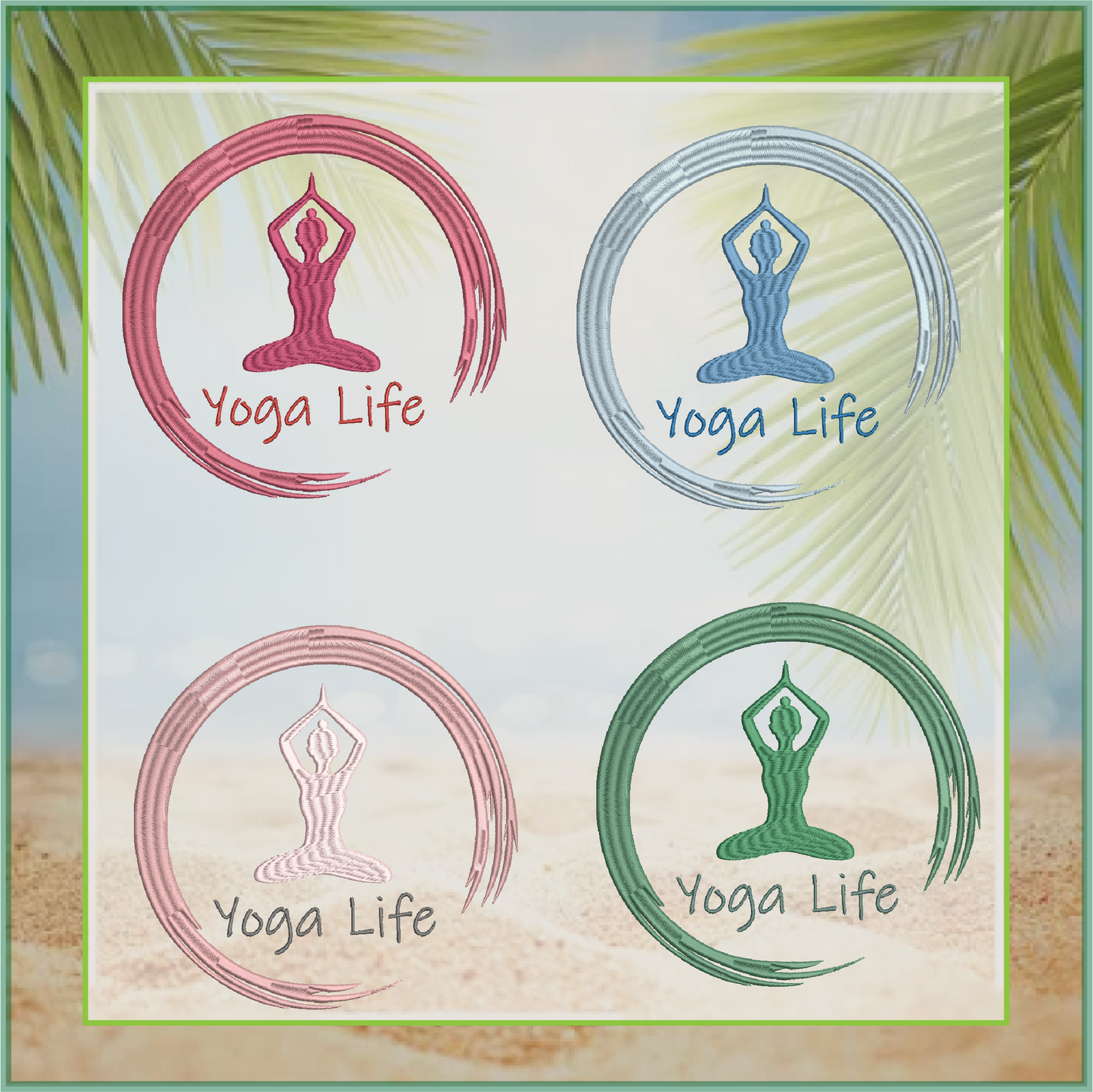 Yoga Life Machine Embroidery Design - Yoga Pose Embroidery - Sports and Fitness Embroidery Designs, 8 Sizes (0626)