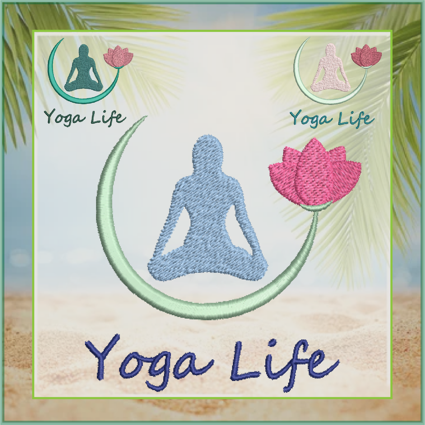 Yoga Life Machine Embroidery Design - Yoga Lotus Flower Embroidery - Sports and Fitness Embroidery Designs, 8 Sizes (0627)