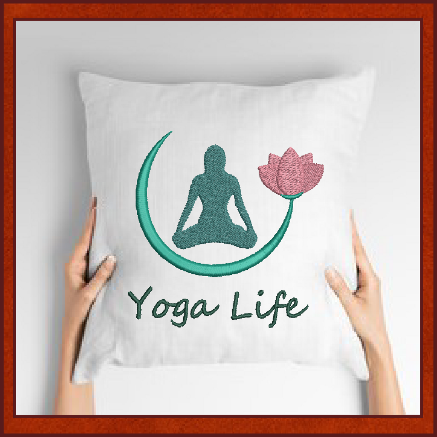 Yoga Life Machine Embroidery Design - Yoga Lotus Flower Embroidery - Sports and Fitness Embroidery Designs, 8 Sizes (0627)