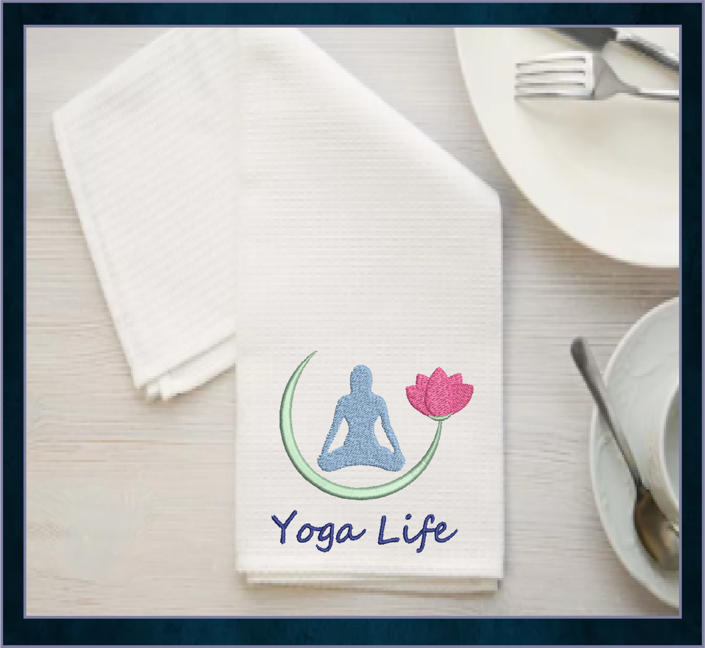 Yoga Life Machine Embroidery Design - Yoga Lotus Flower Embroidery - Sports and Fitness Embroidery Designs, 8 Sizes (0627)