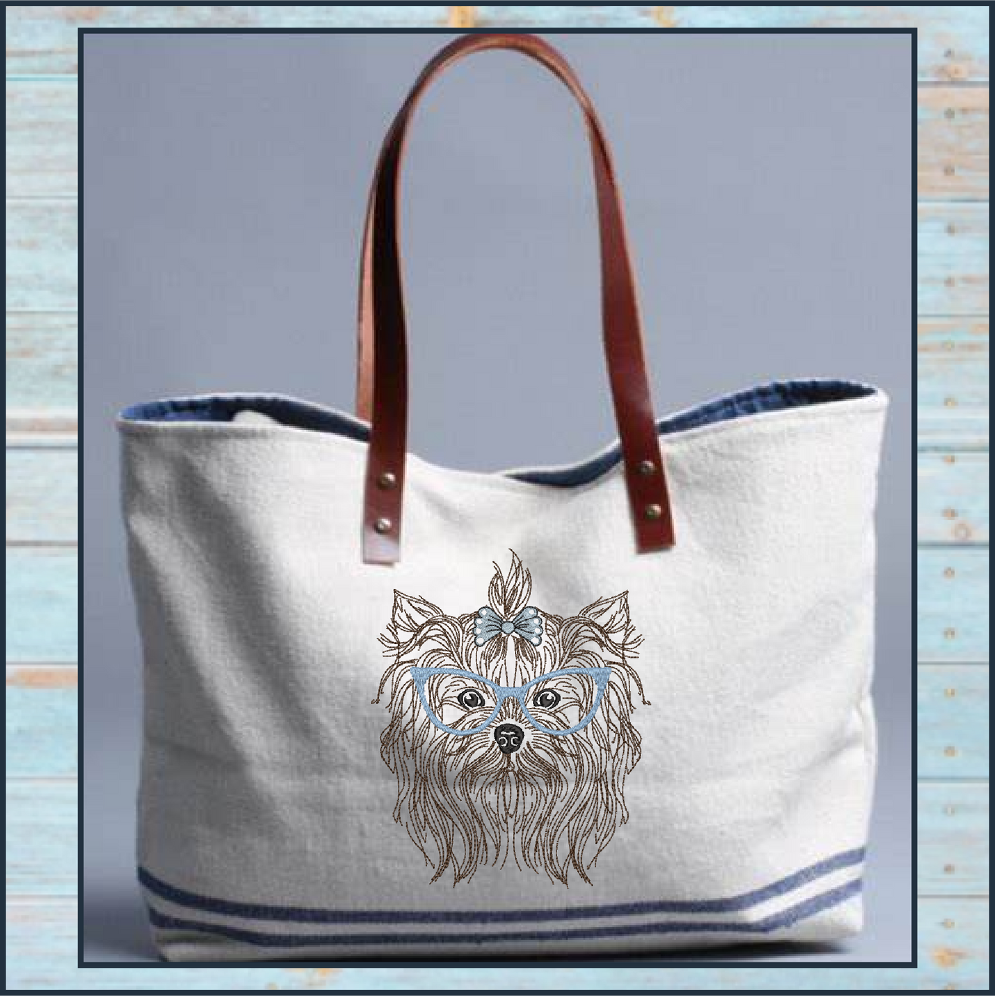 Yorkshire Terrier with Glasses and Bow Machine Embroidery Design | Cute Pet Yorkie Dog Embroidery | Yorkie Sketch Design | 6 Sizes (0803)